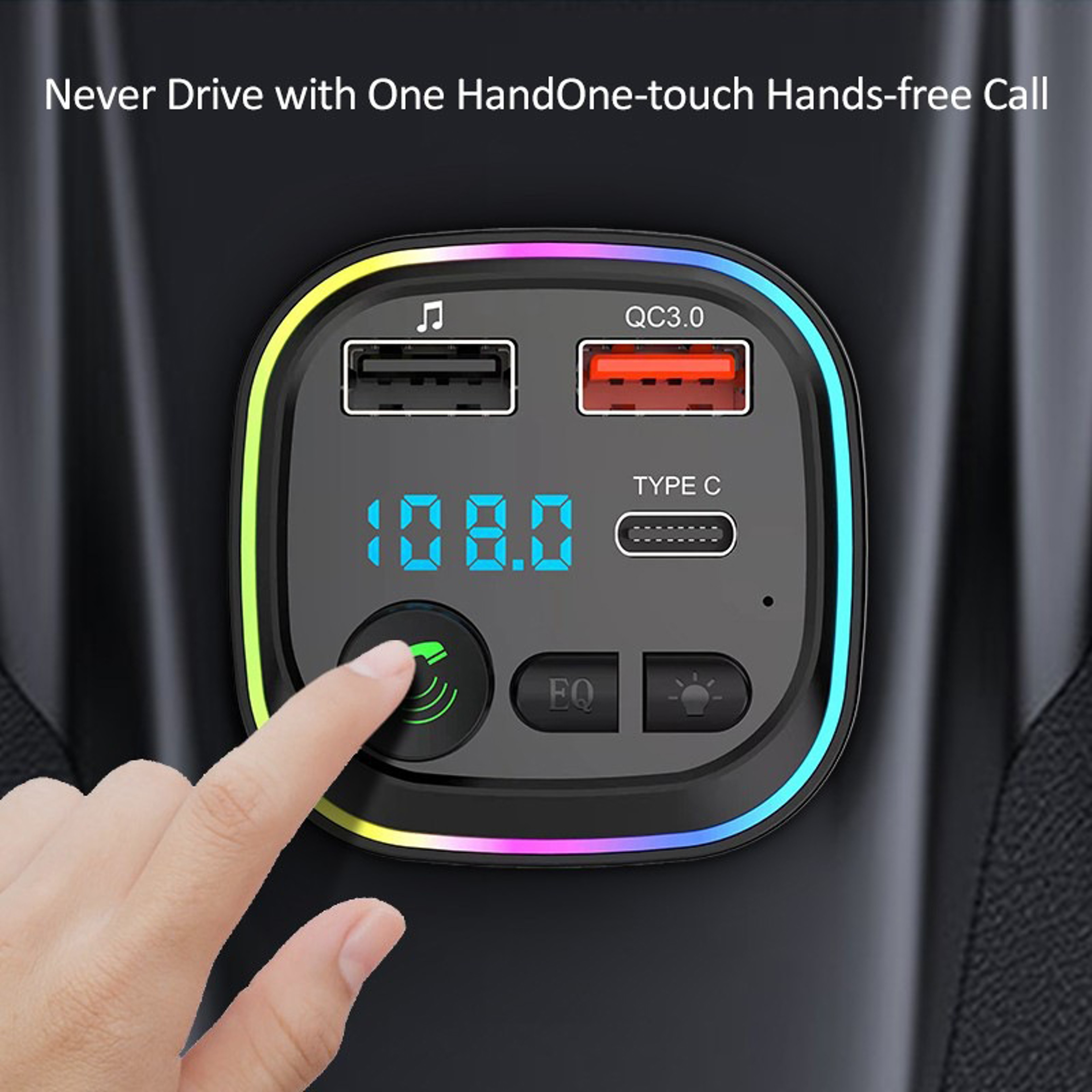 Bluetooth FM Transmitter Car Bluetooth Adapter With Fast Charger Dual USB  Type C Hands Free Car Ki 4