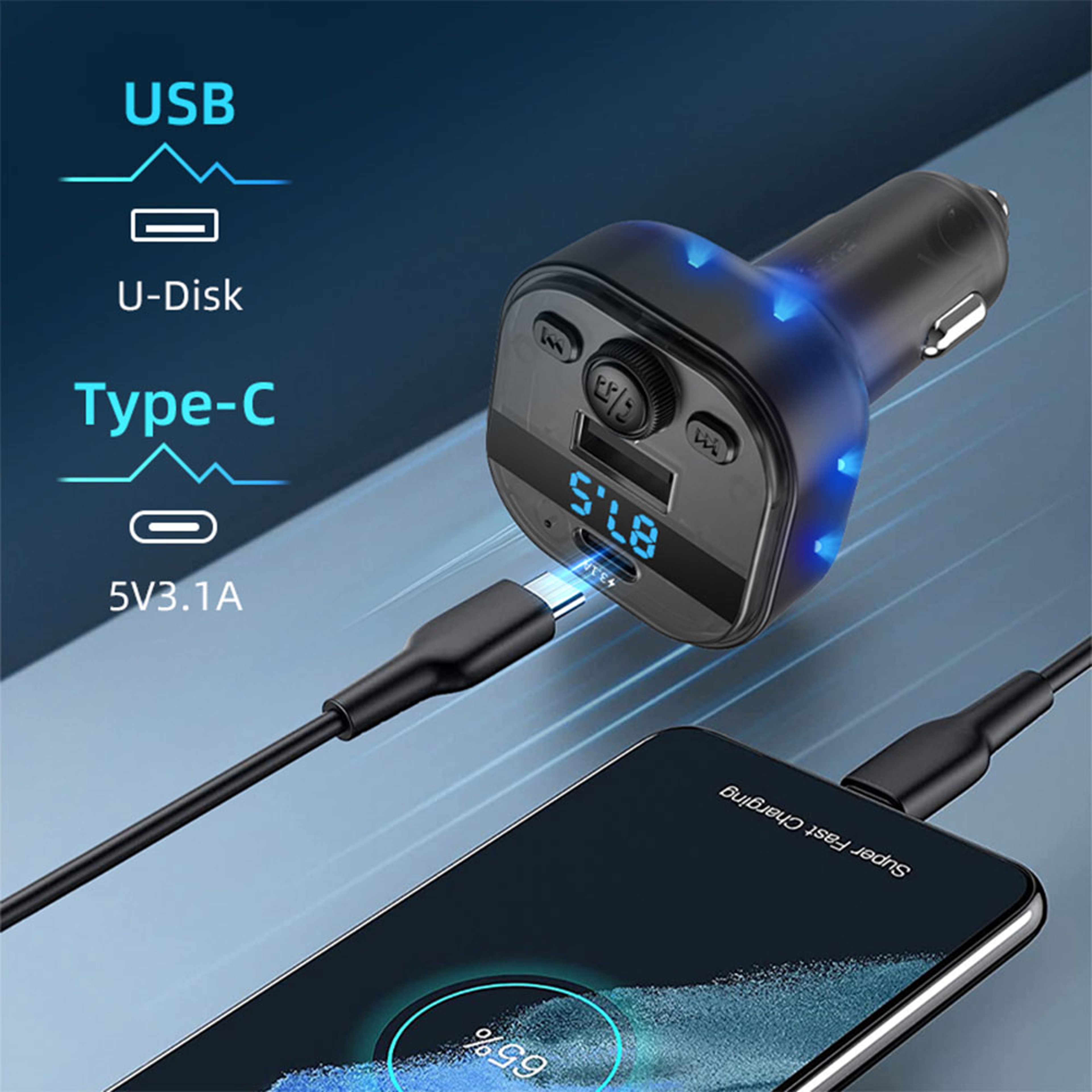 Bluetooth FM Transmitter Car Bluetooth Adapter With USB Car Charger And Handsfree Calling 2