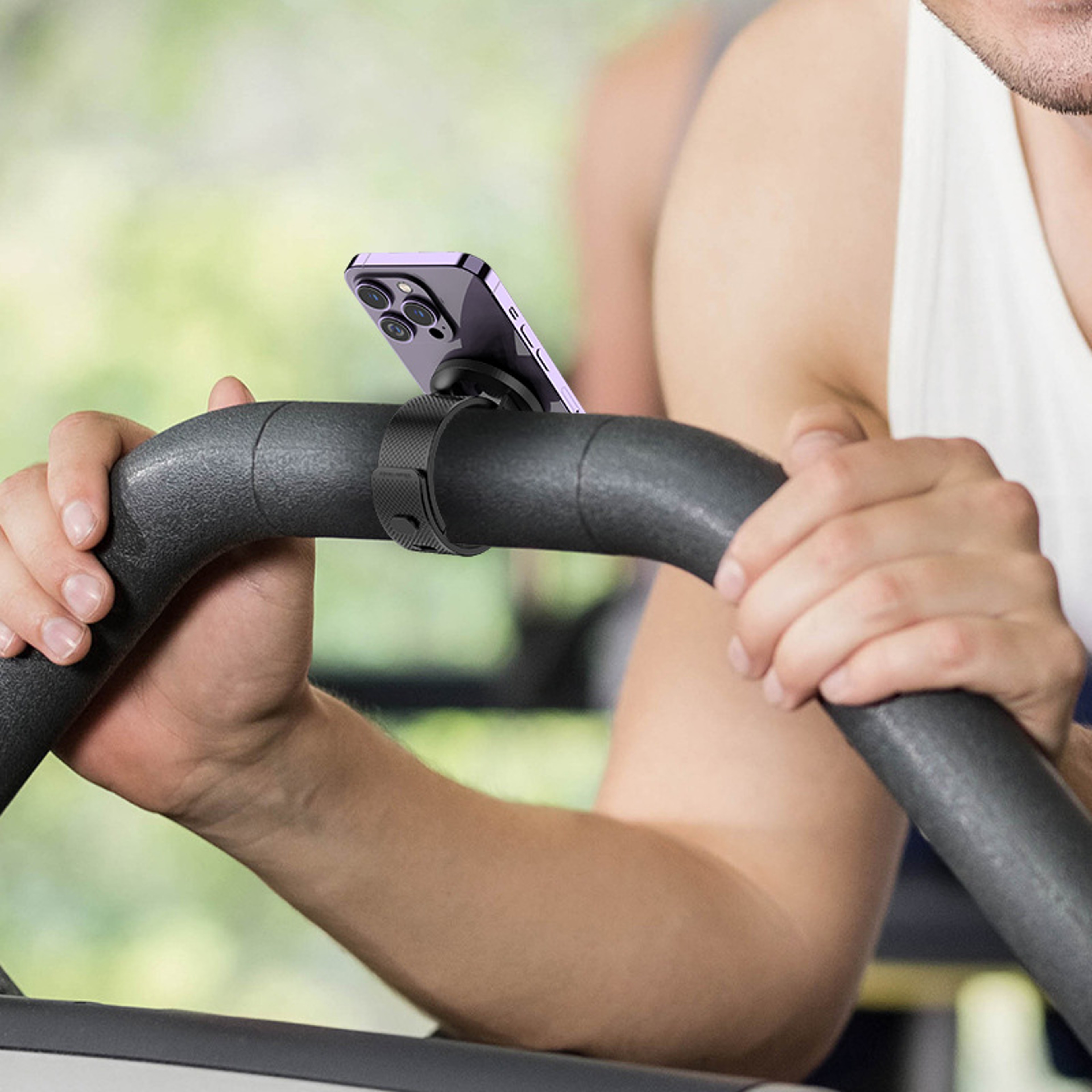 MagSafe Phone Holder With Adjustable Magnetic Strap For Gym Treadmill Bike  Stroller 0