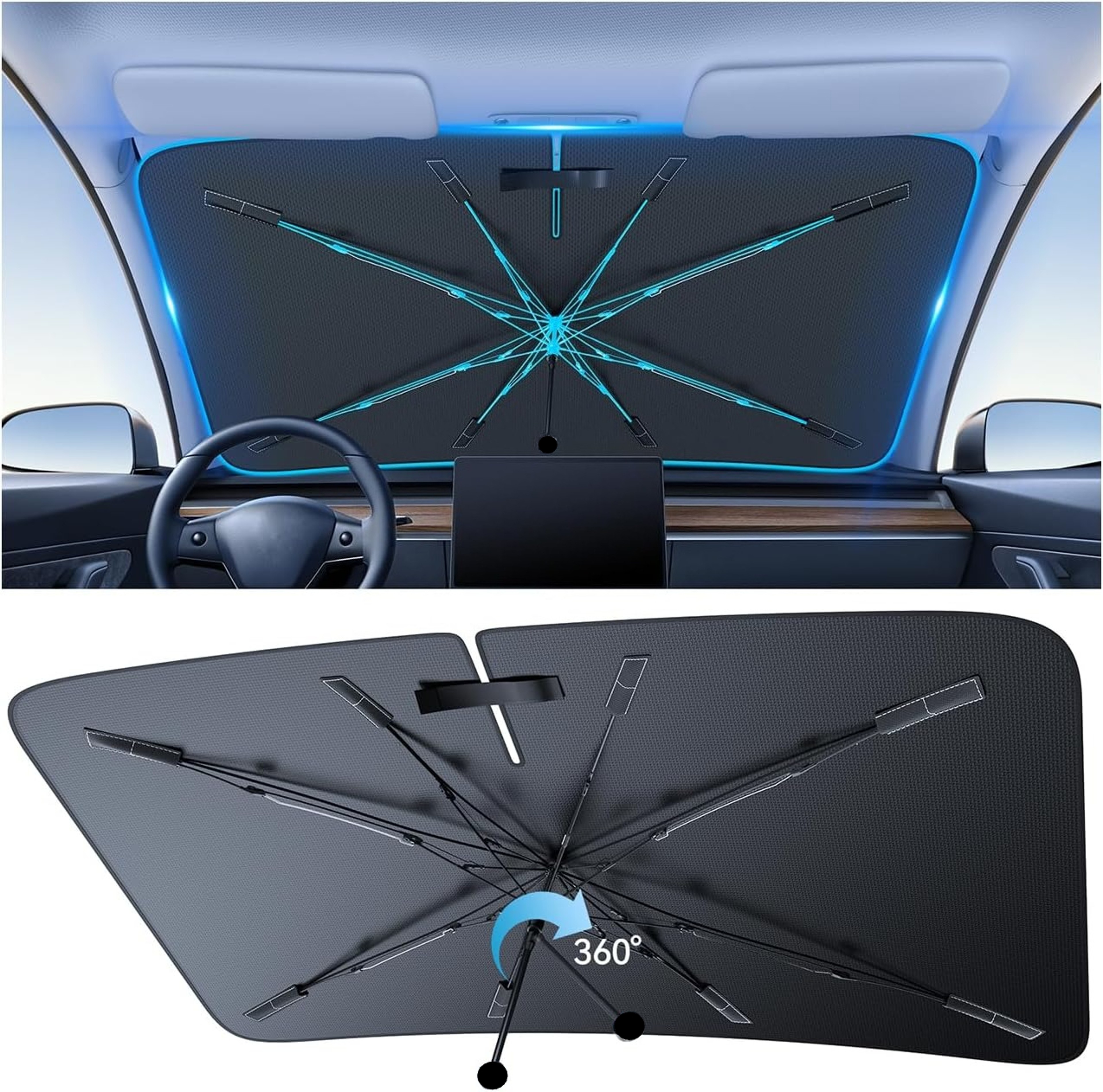 Universal Foldable Windshield Sun Shade Umbrella For Car SUV Truck Heat Blocking Sun Protector 1