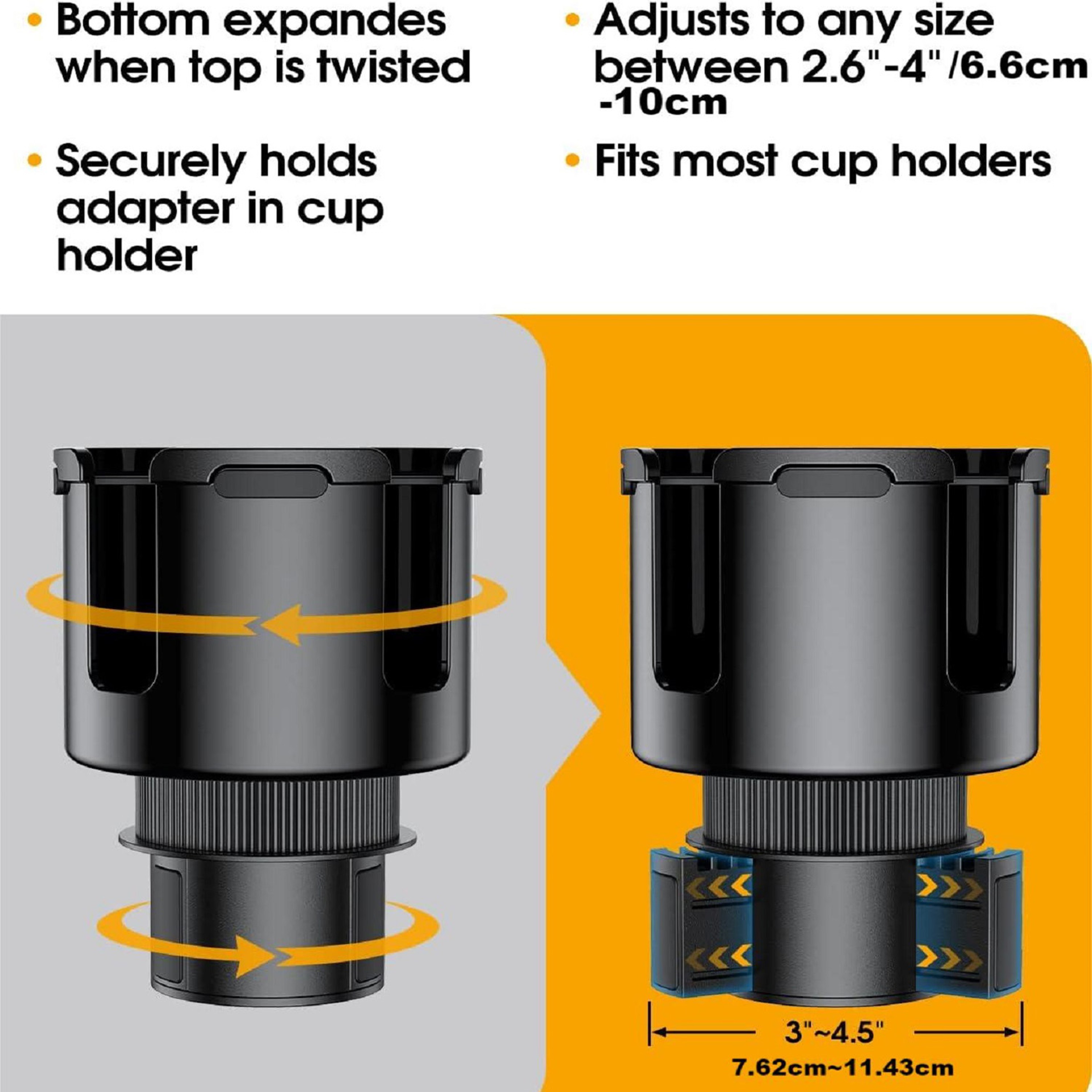 Premium Car Cup Holder Expander With Phone Holder Adjustable Cupholder Adapter Organizer 3