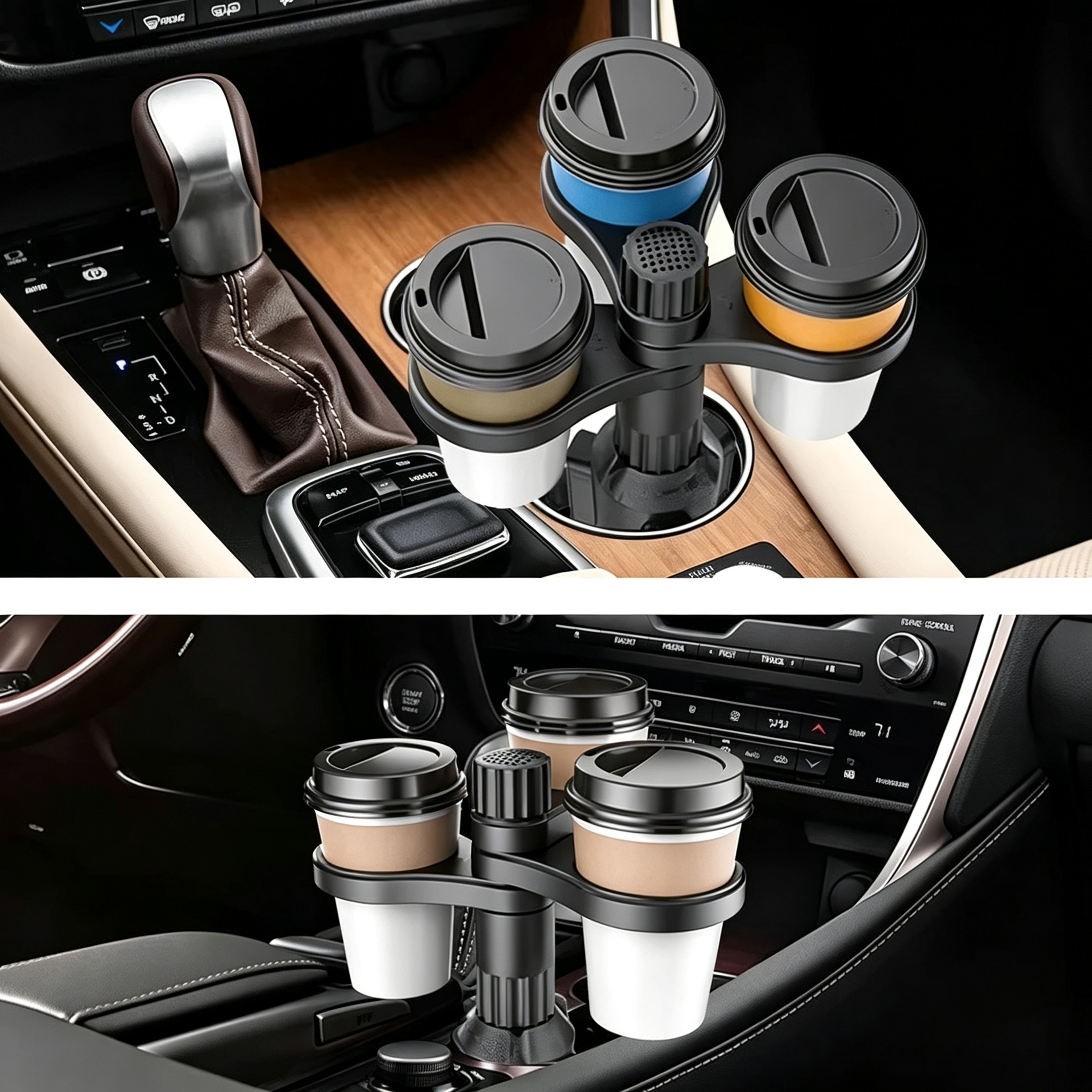 Rotating Car Cup Holder Expander Adjustable Cup Holder Adapter For Bottles  Drinks 1