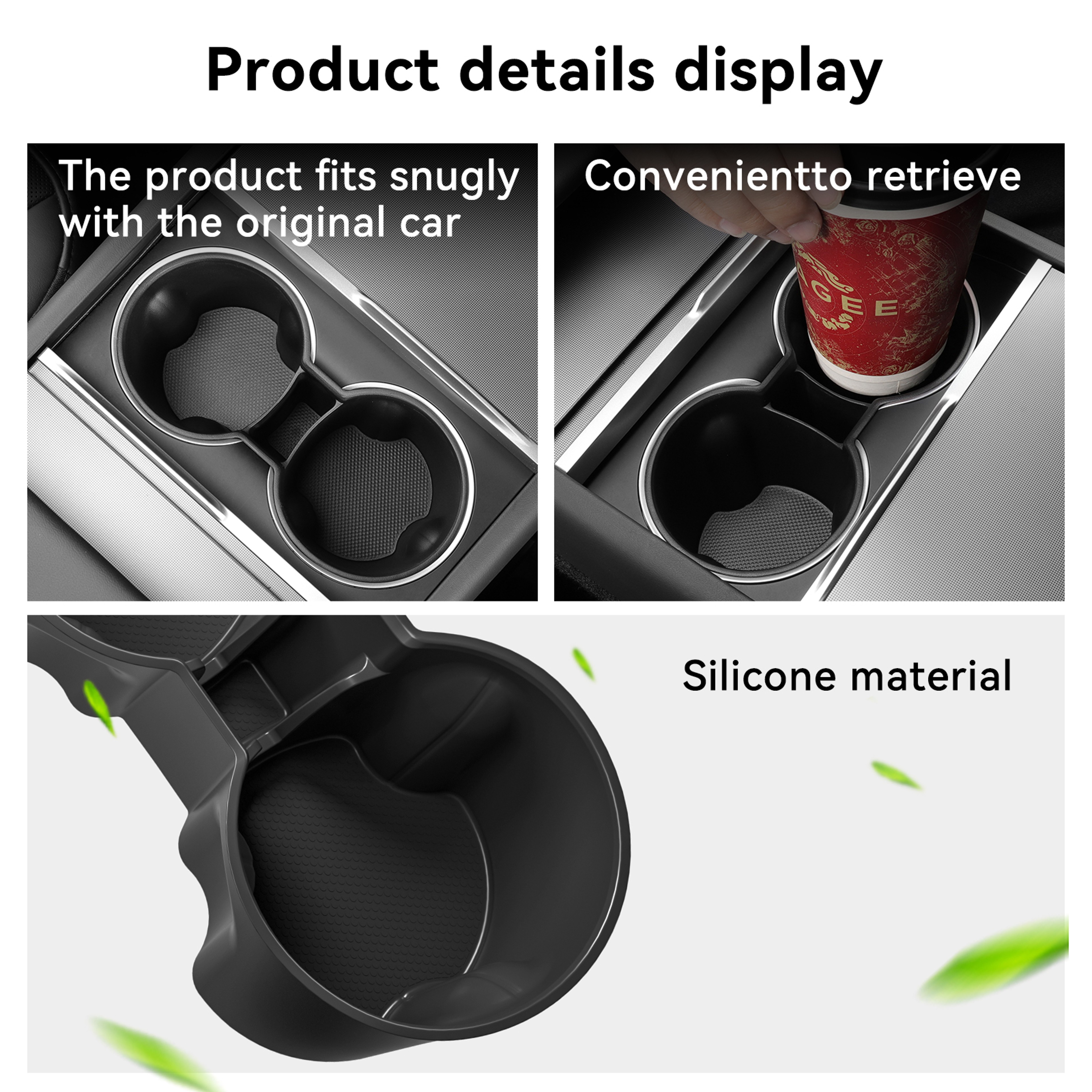 Tesla Model Y Cup Holder Insert TPE Center Console Organizer 2