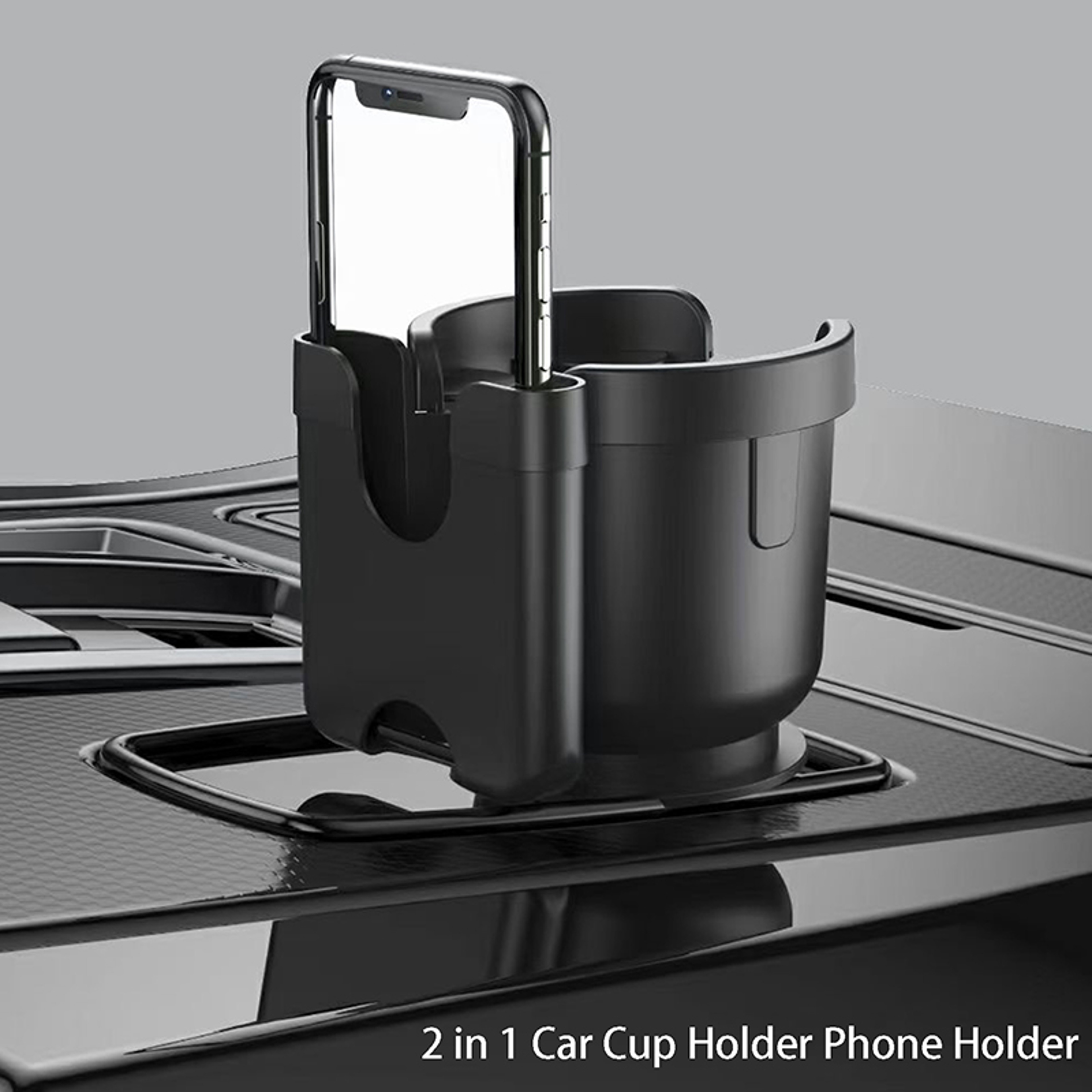 Car Cup Holder Expander With Phone Holder Bottle Organizer  Adjustable Car Cup Holder Adapter 1