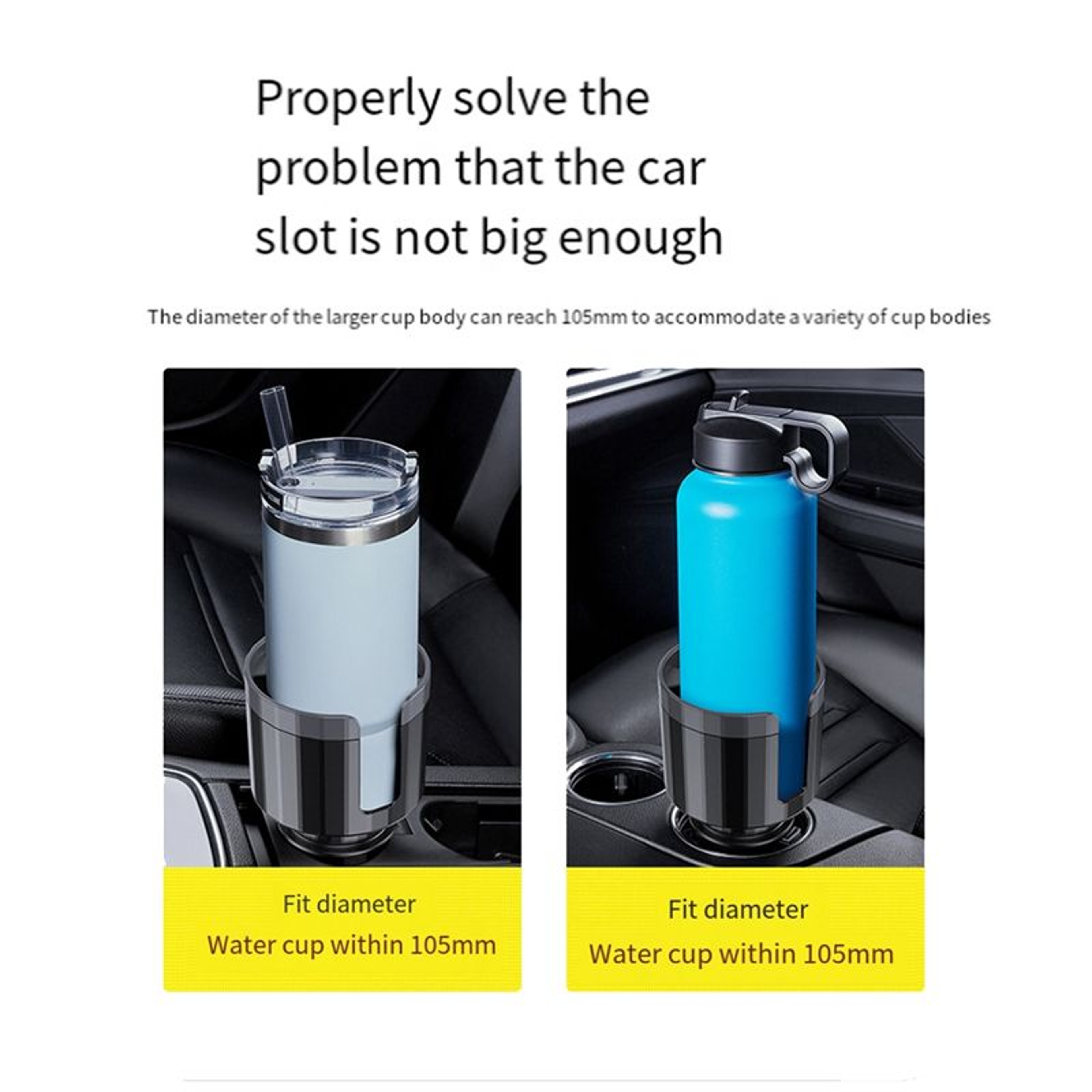 Adjustable Car Cup Holder Expander With Offset Base Universal Cup Holder Extender For Large Bottles 1