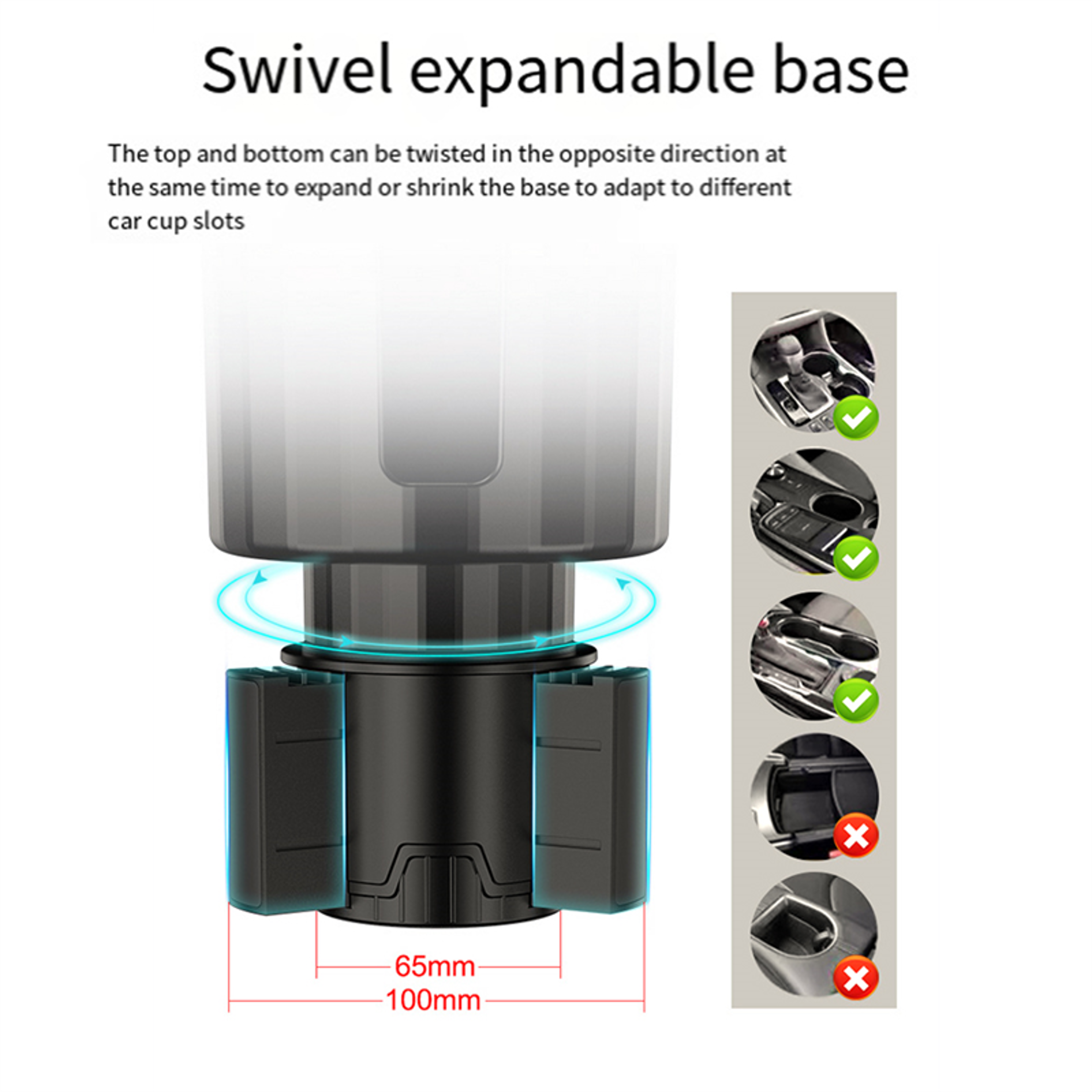 Adjustable Car Cup Holder Expander With Offset Base Universal Cup Holder Extender For Large Bottles 4