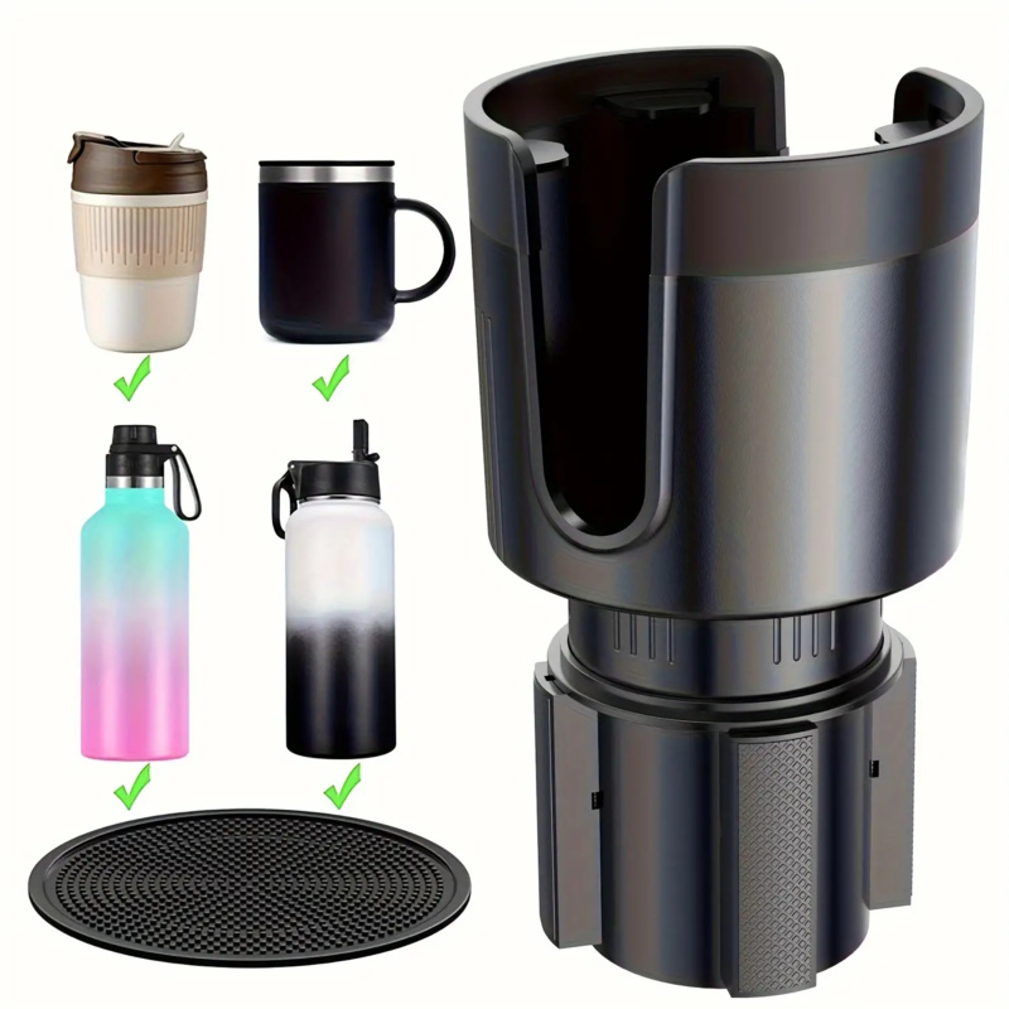 Universal Car Cup Holder Extender With Adjustable Base For Large Bottles Cups  Tumblers 1