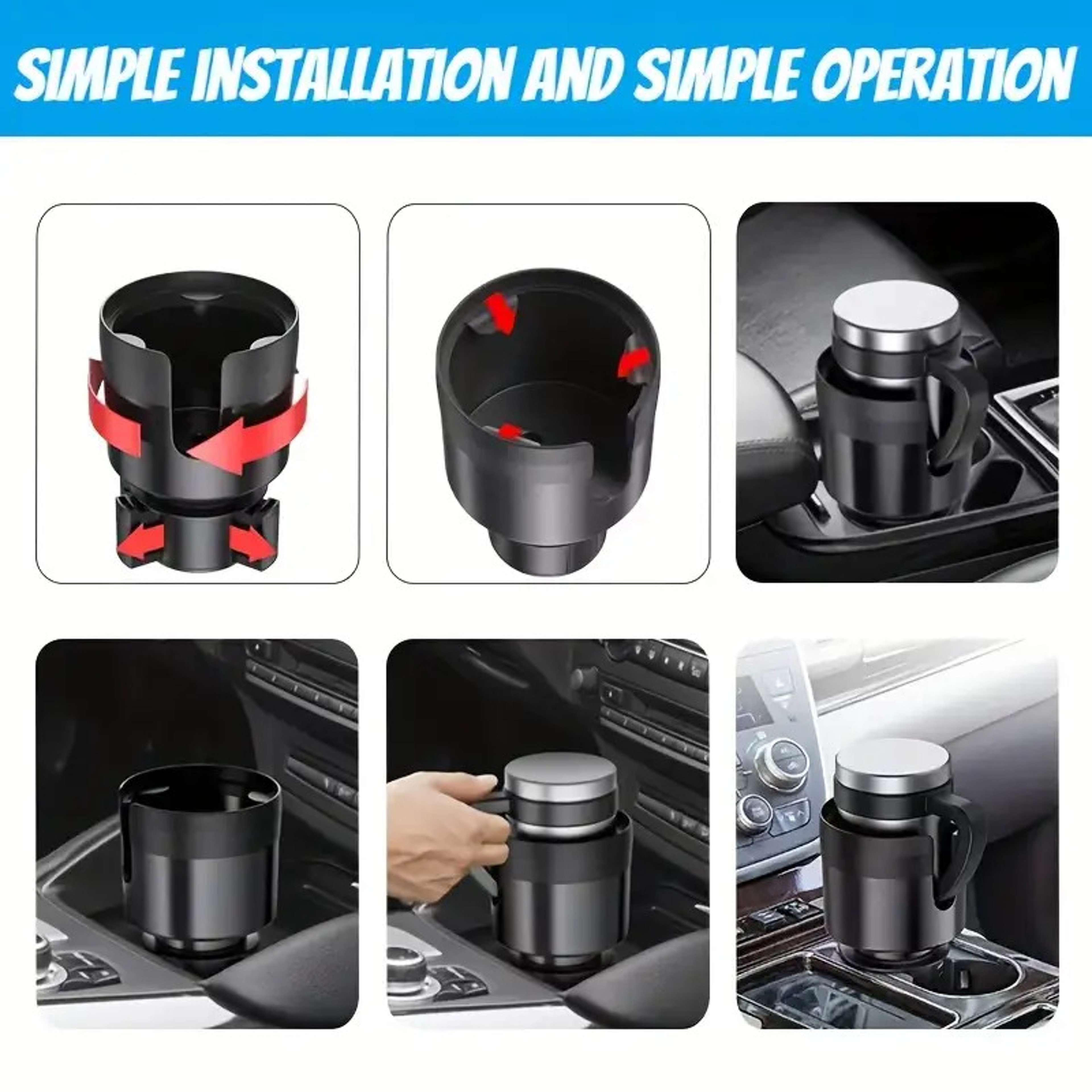 Universal Car Cup Holder Extender With Adjustable Base For Large Bottles Cups  Tumblers 3