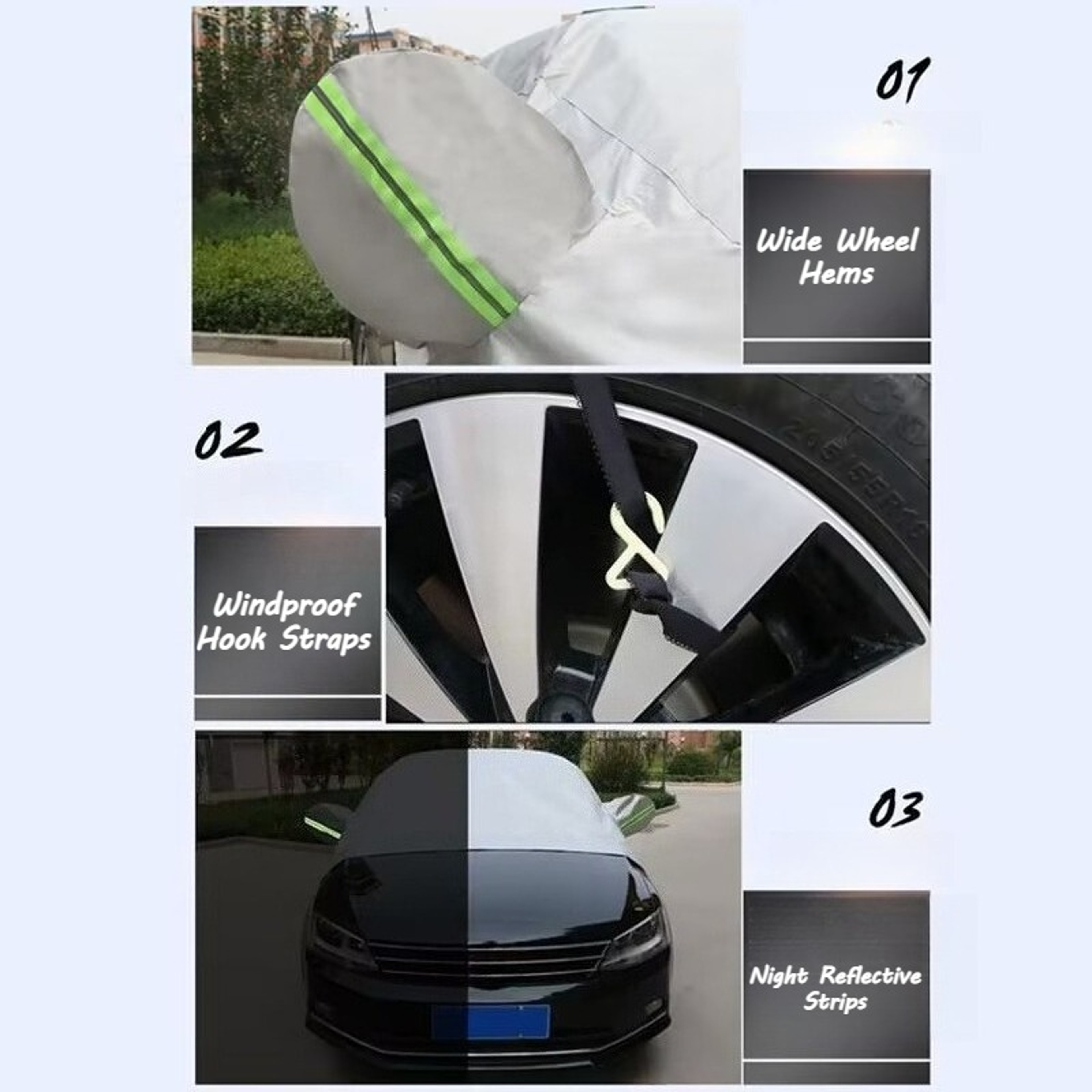 Universal Waterproof Half Car Cover For Sedan  SUV With UV Sun Protection And Heat Insulation 3