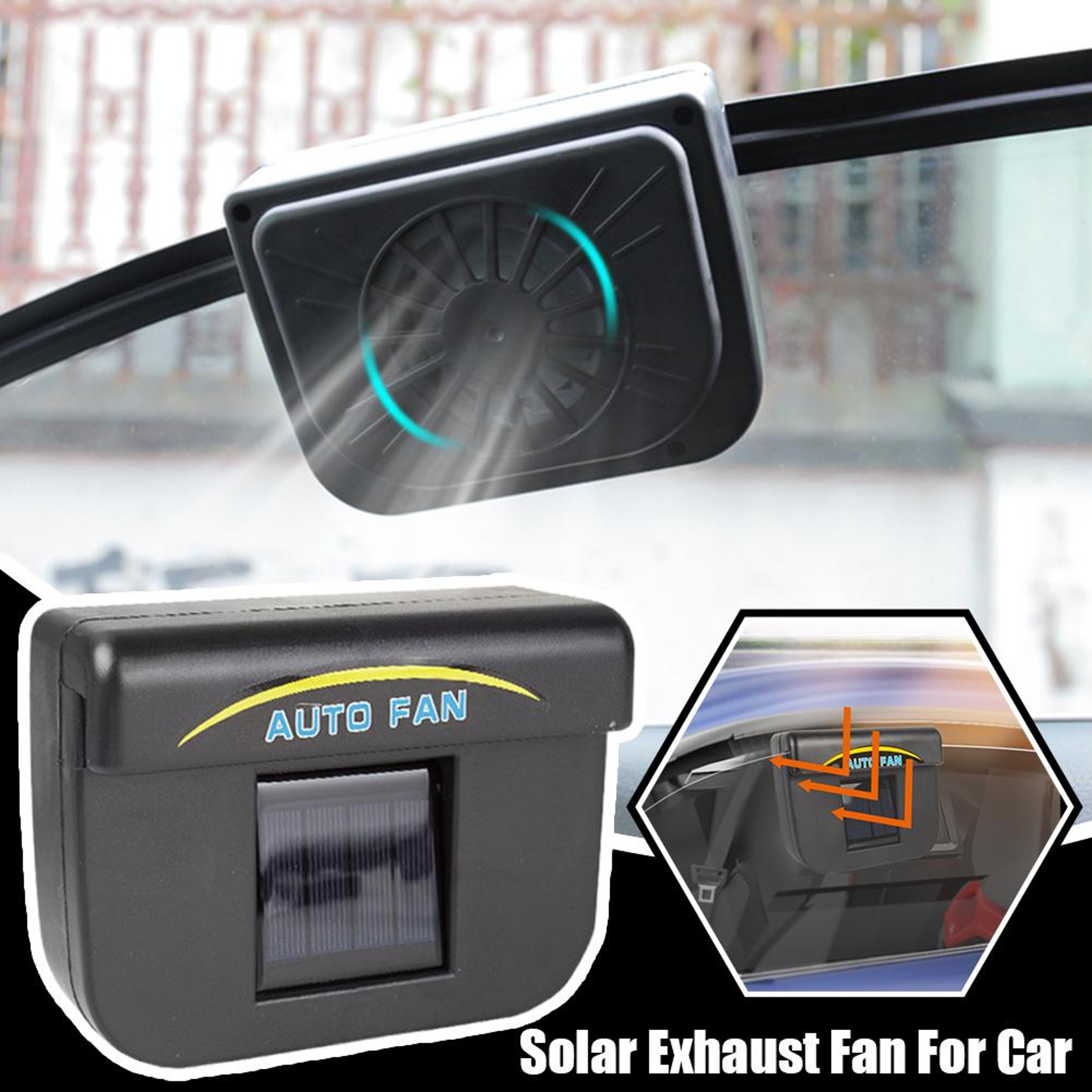 Solar Powered Car Air Vent Fan Cooling Ventilation Exhaust Fan For Heat Reduction  Fresh Air Circul 2