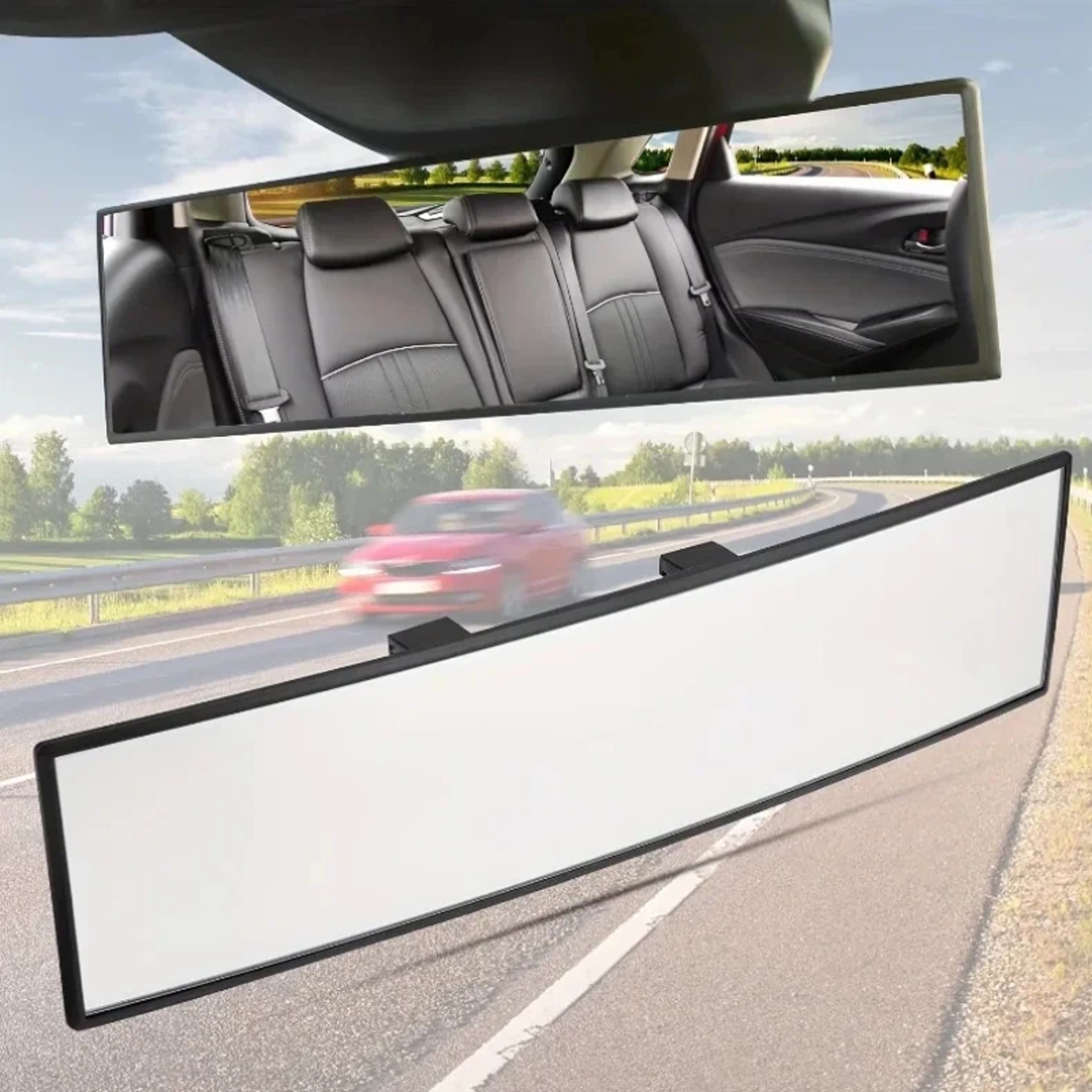 Universal Wide Angle Car Rearview Mirror Anti Glare Blue Mirror for Safer Driving – view 1
