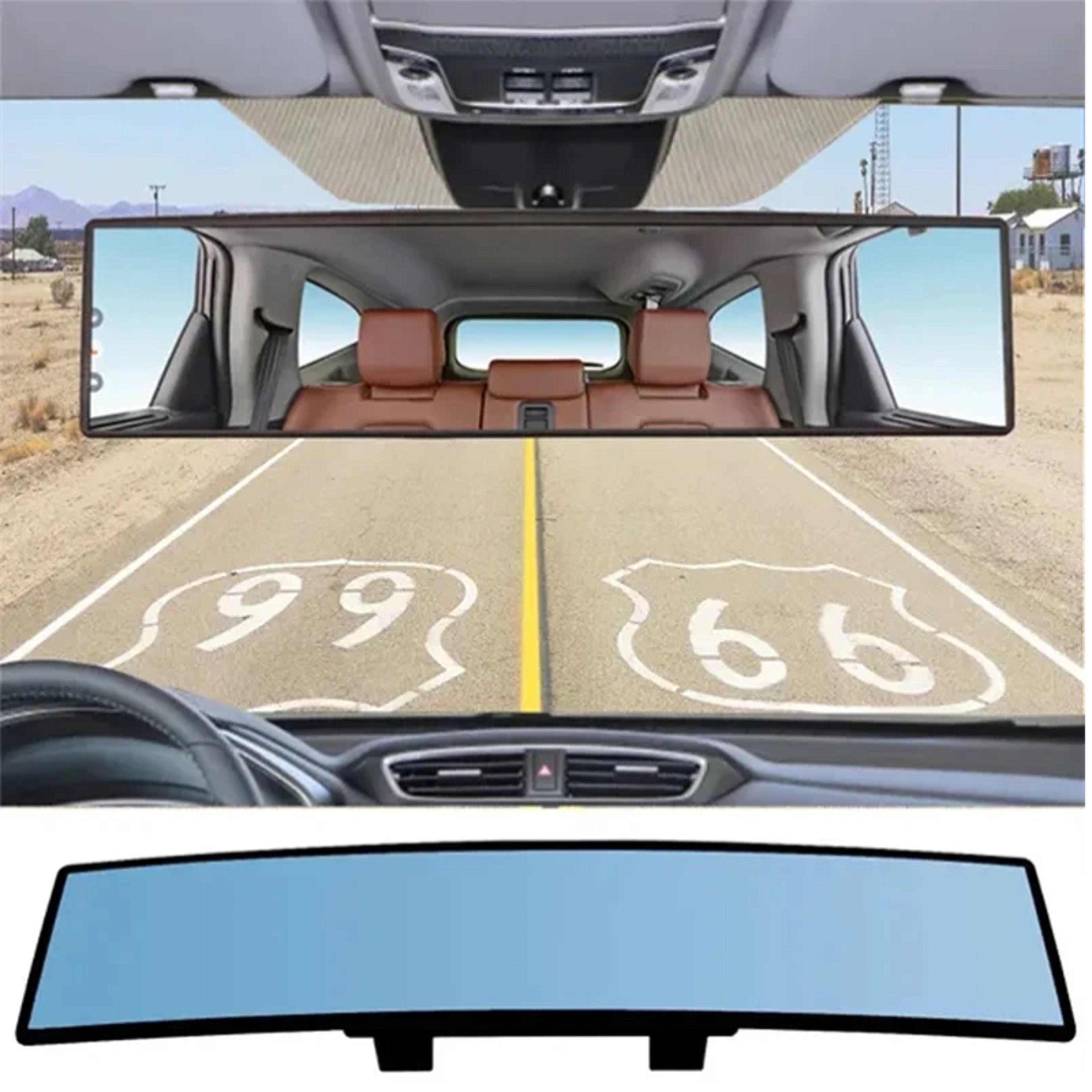 Universal Wide Angle Car Rearview Mirror Anti Glare Blue Mirror for Safer Driving – view 2