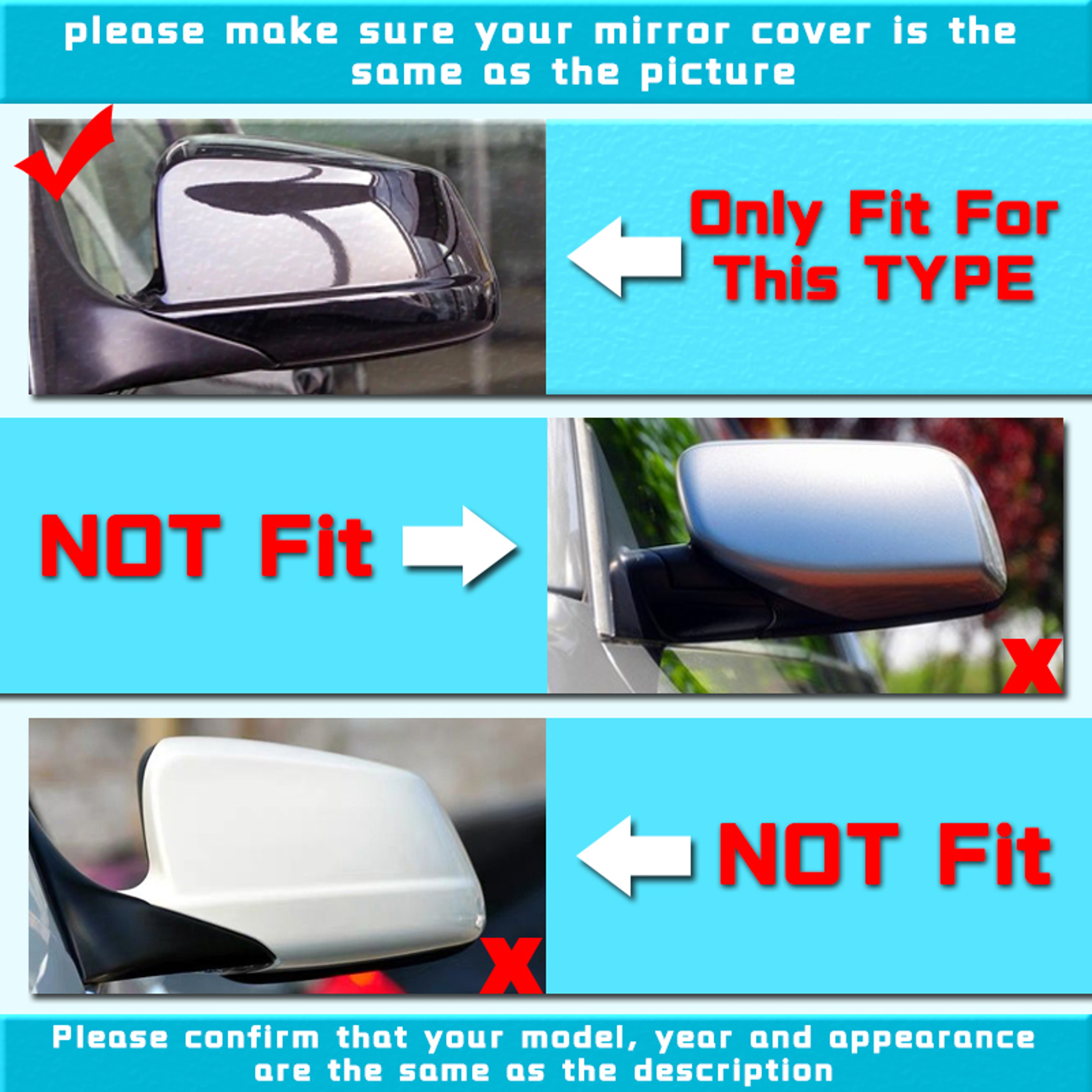 M Style BMW Mirror Caps Black Side Mirror Covers 3