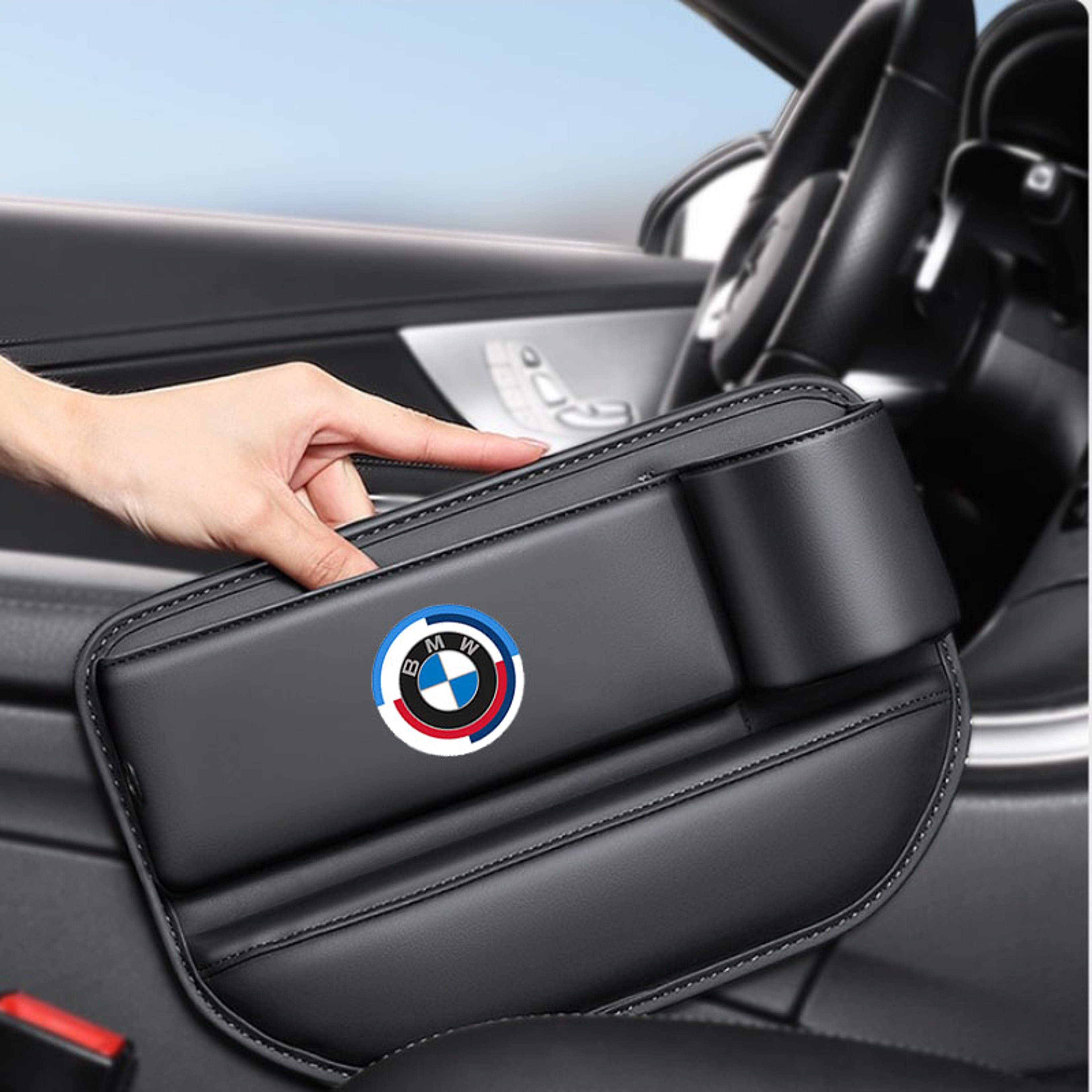 Car Seat Crevice Storage Box With Cup Holder Front Seat Organizer – view 1