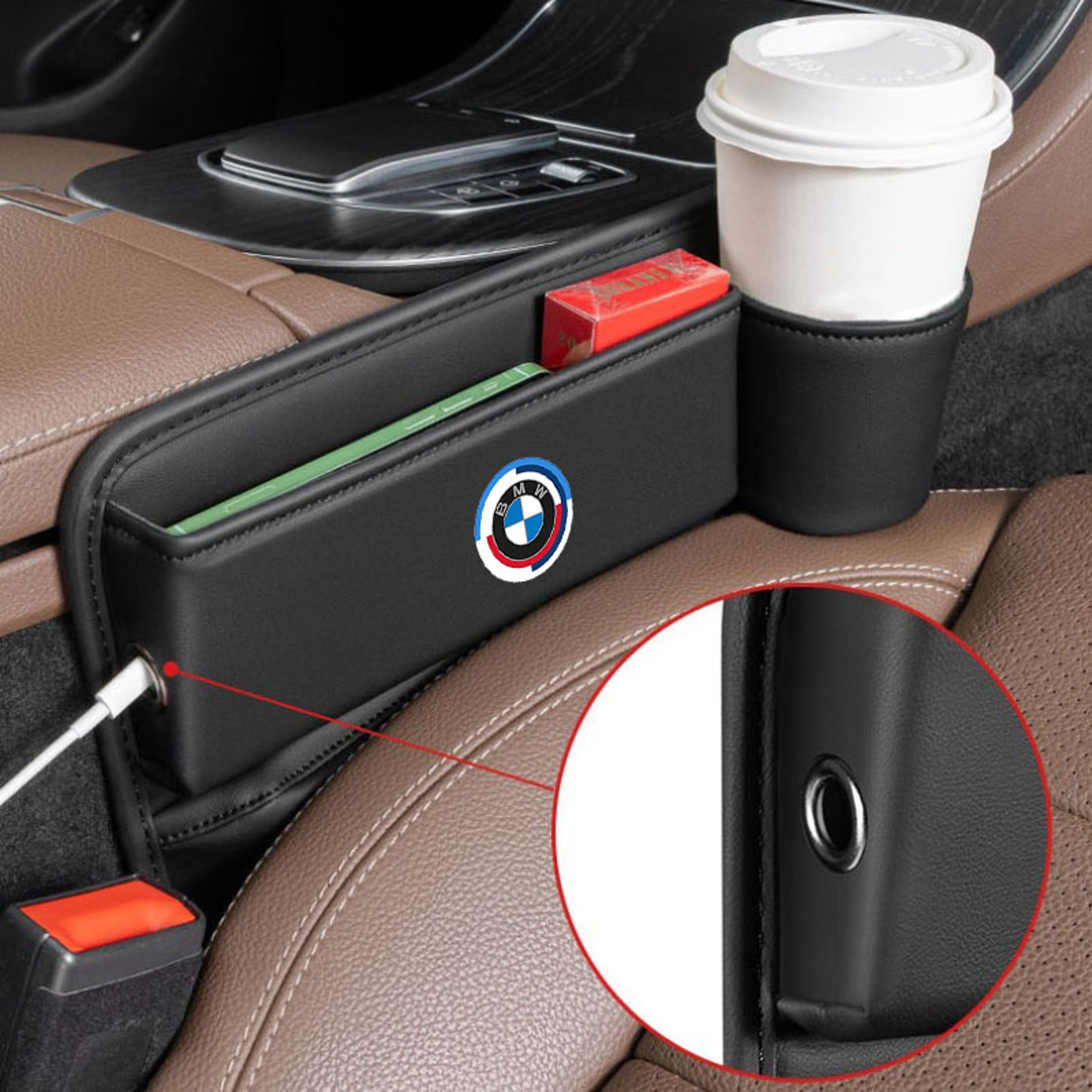 Car Seat Crevice Storage Box With Cup Holder Front Seat Organizer – view 6