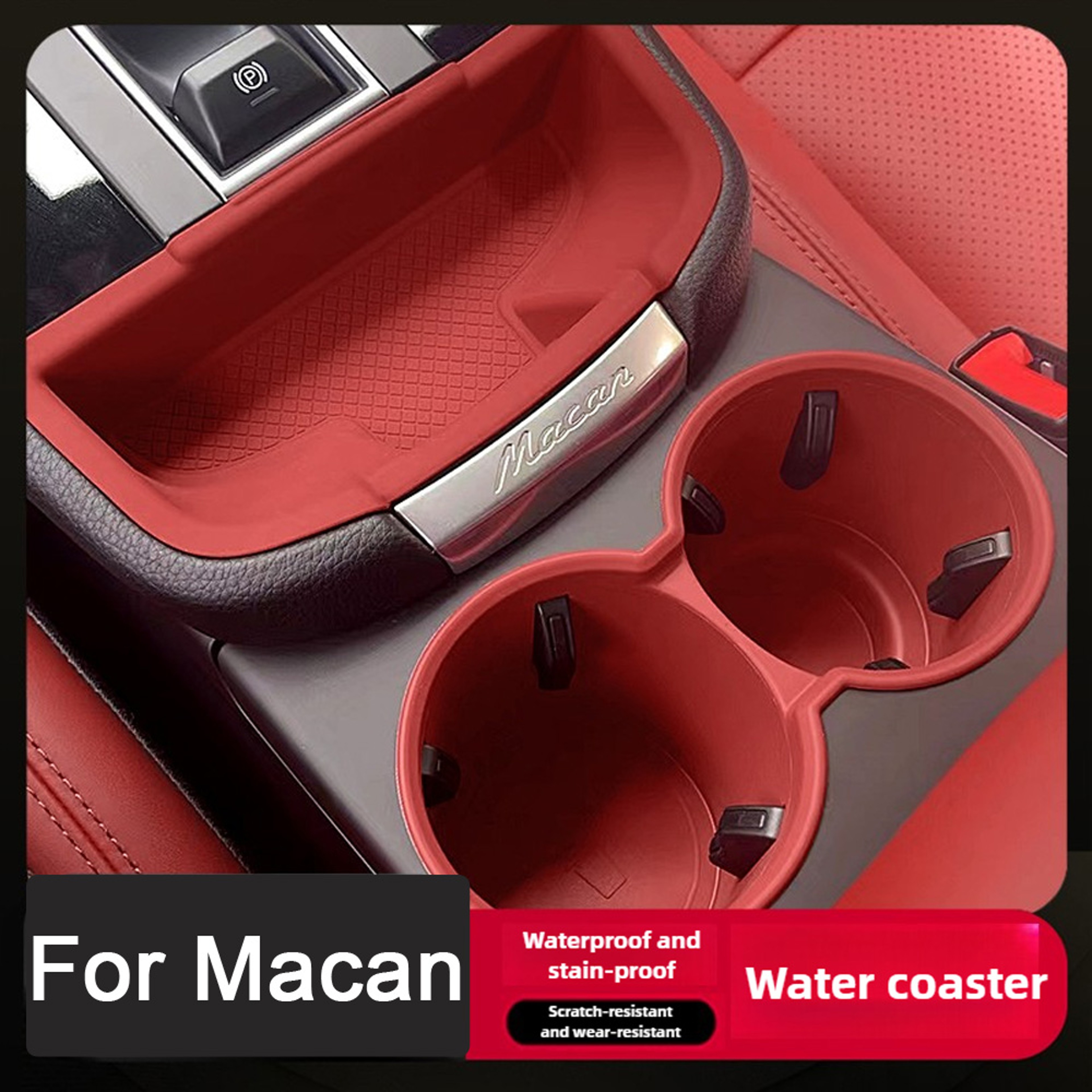 Porsche Macan Waterproof Console Organizer And Cup Holder Insert 1