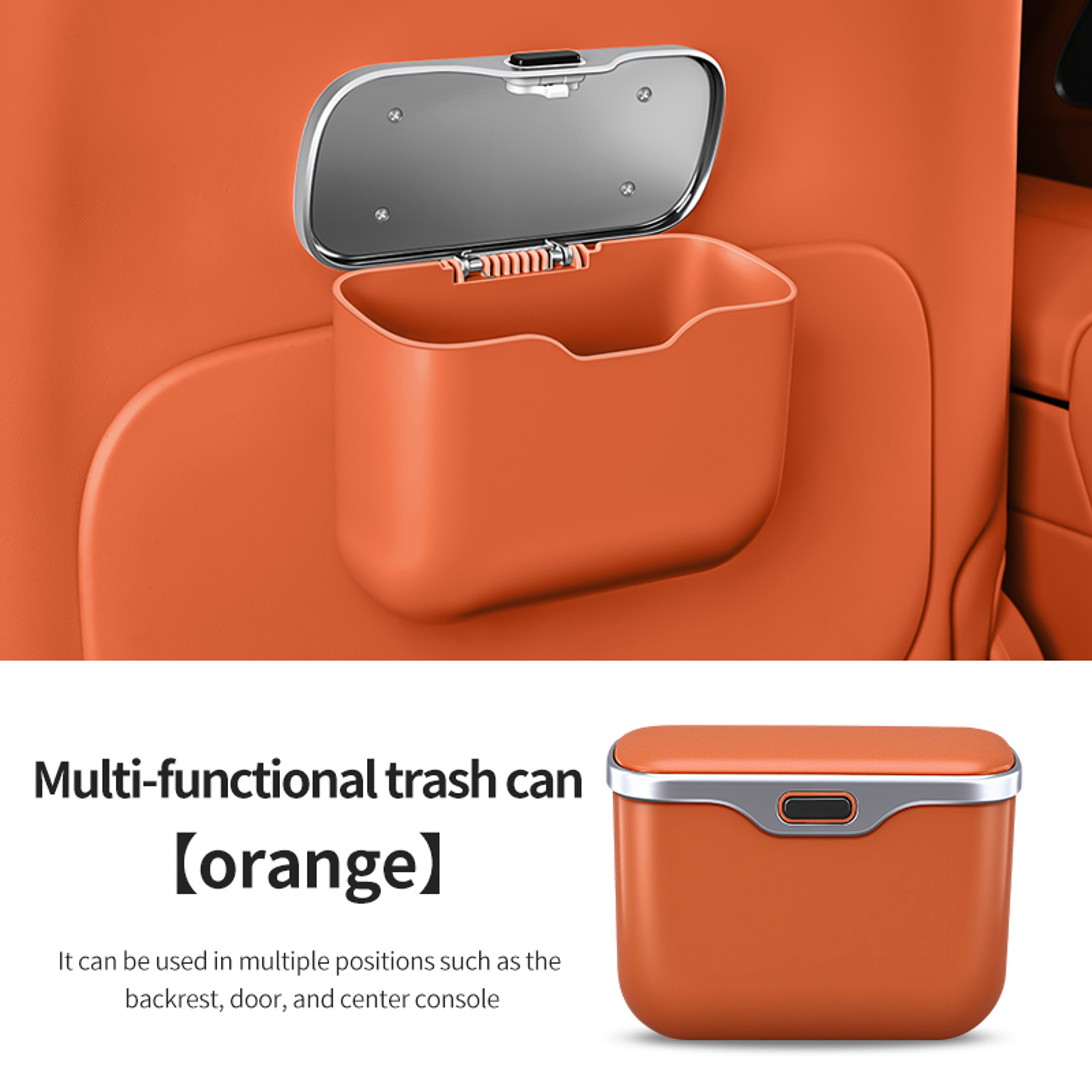 Multifunctional Hanging Car Trash Can with Lid and Storage – view 8