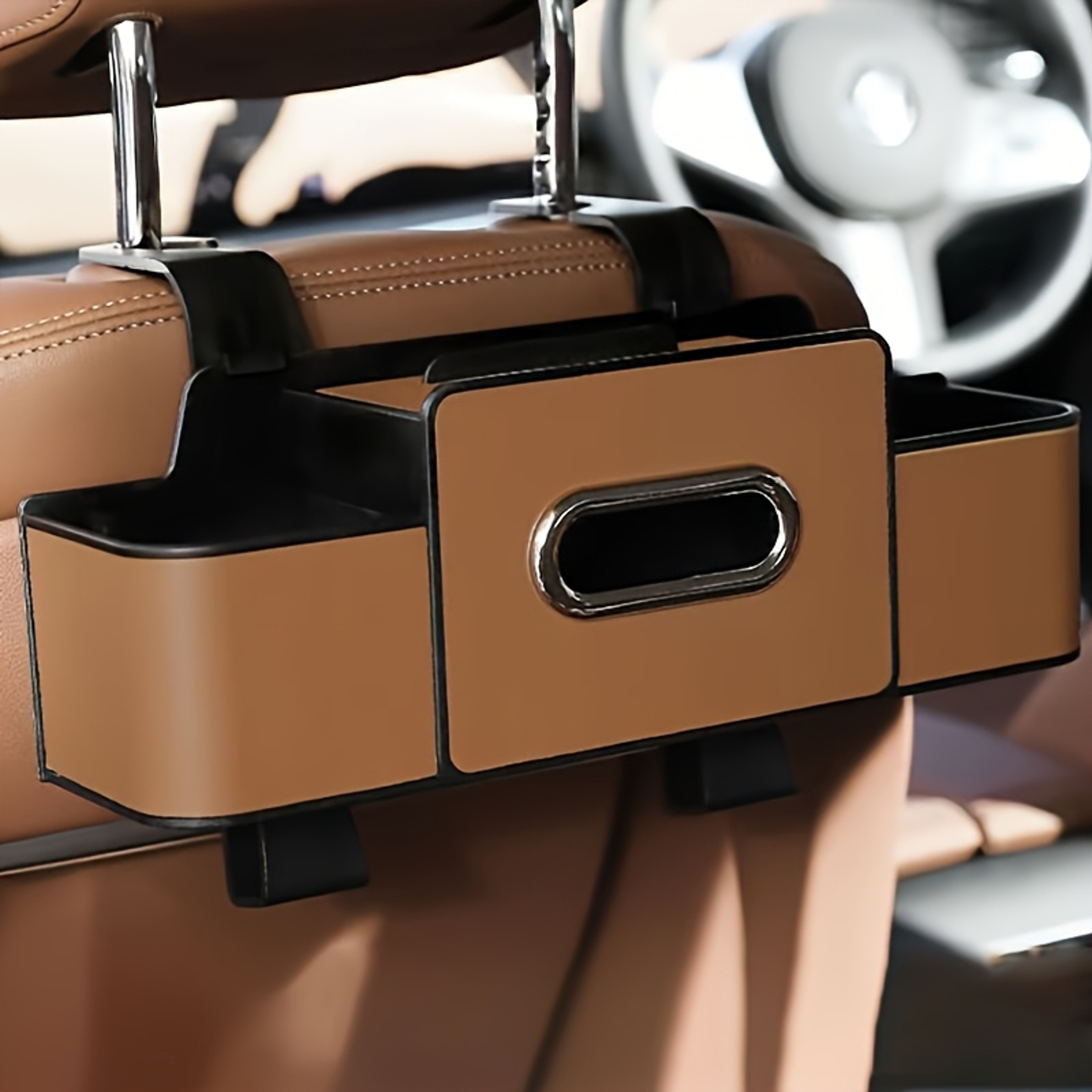 Multifunctional Car Backseat Organizer With Tissue And Drink Holders 4