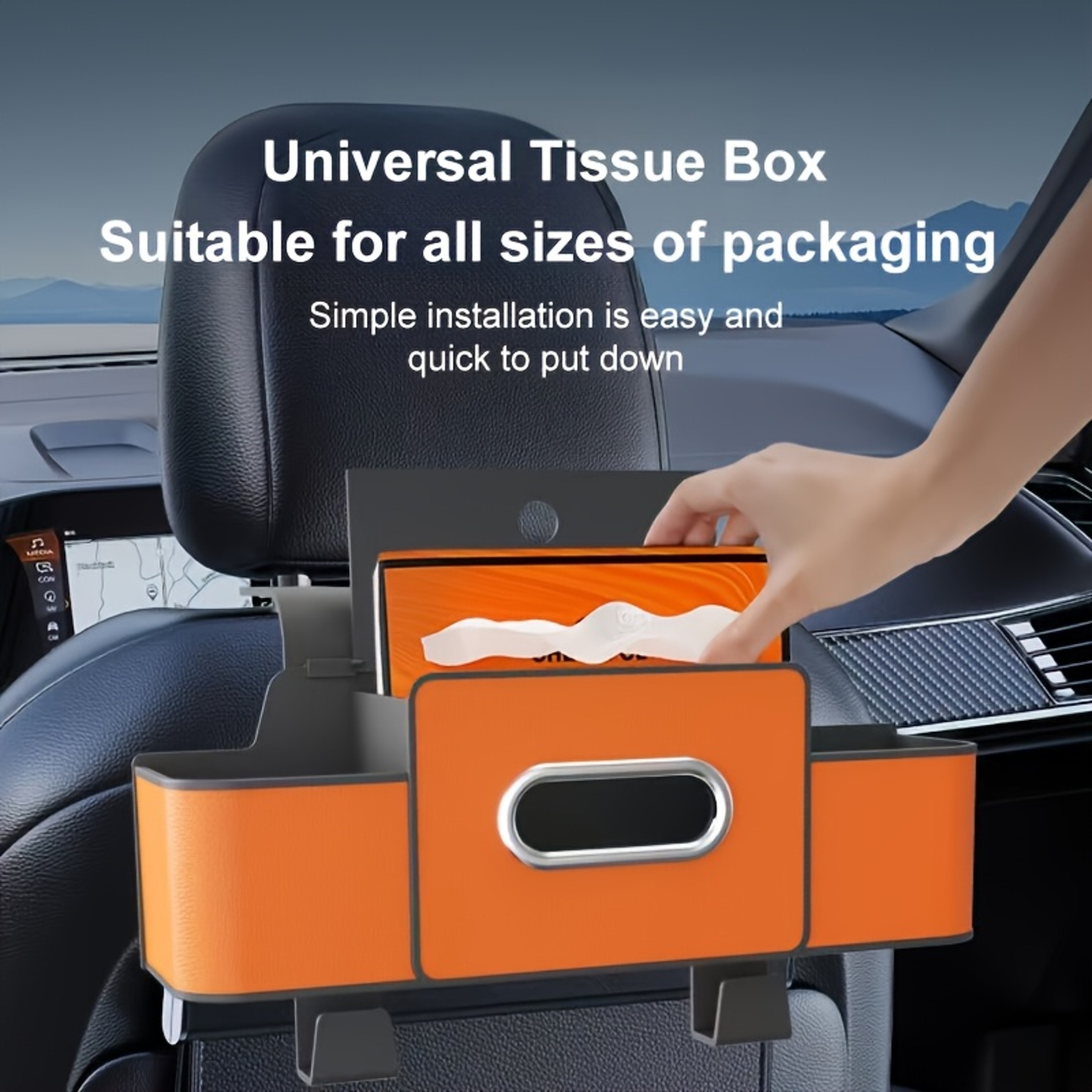 Multifunctional Car Backseat Organizer With Tissue And Drink Holders 1