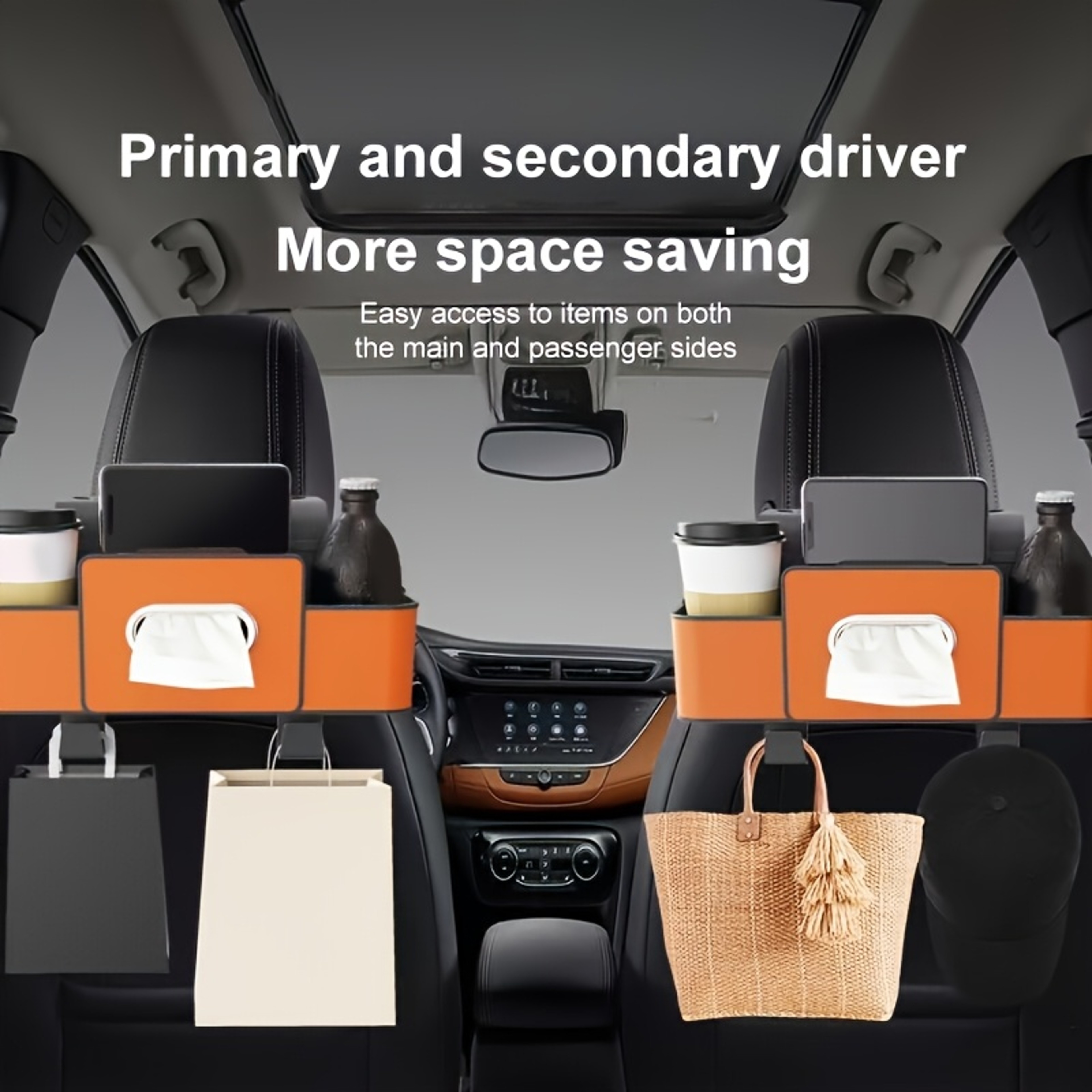 Multifunctional Car Backseat Organizer With Tissue And Drink Holders 2