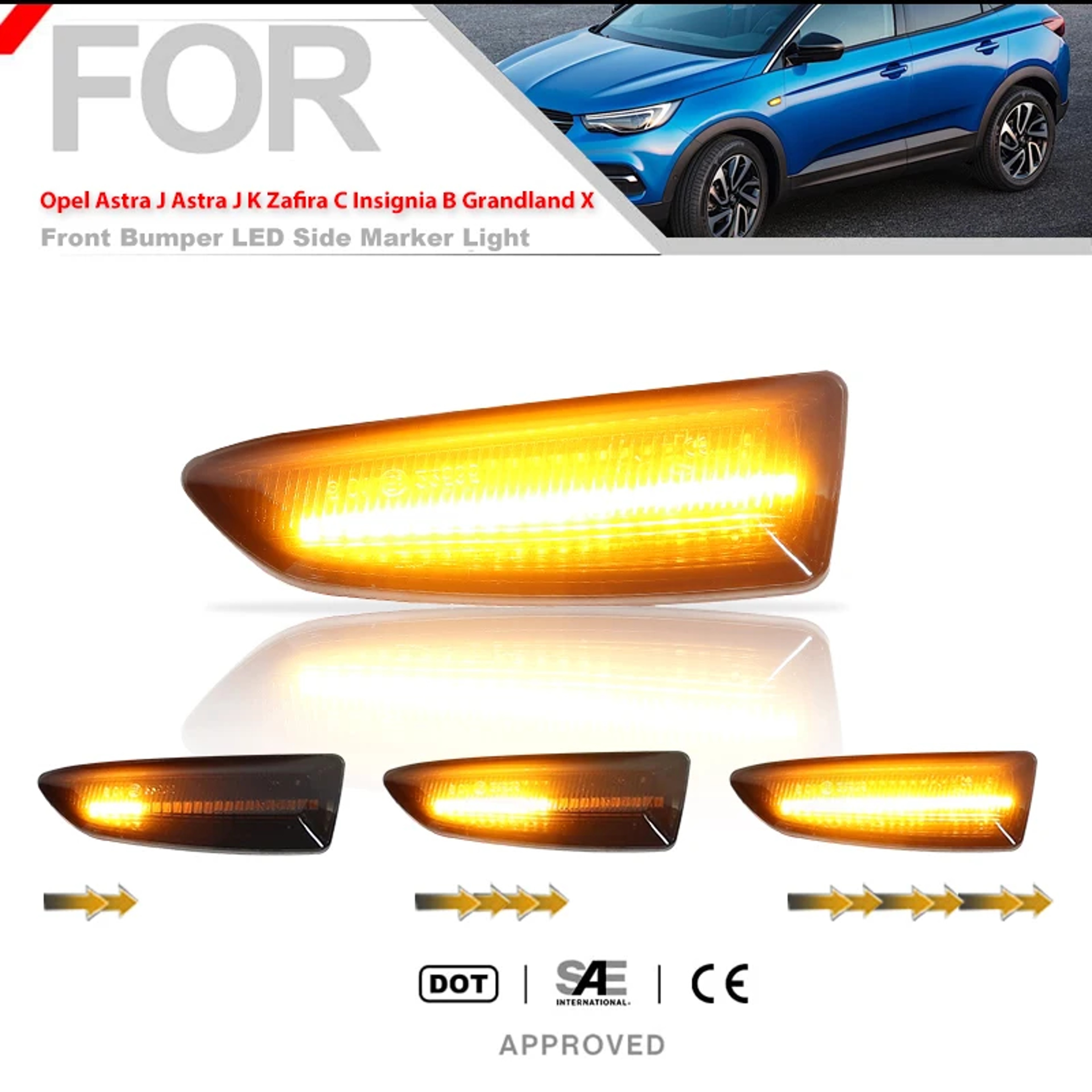 Dynamic LED Side Marker Lights For Opel Vauxhall Astra J K Insignia B And Zafira C 3