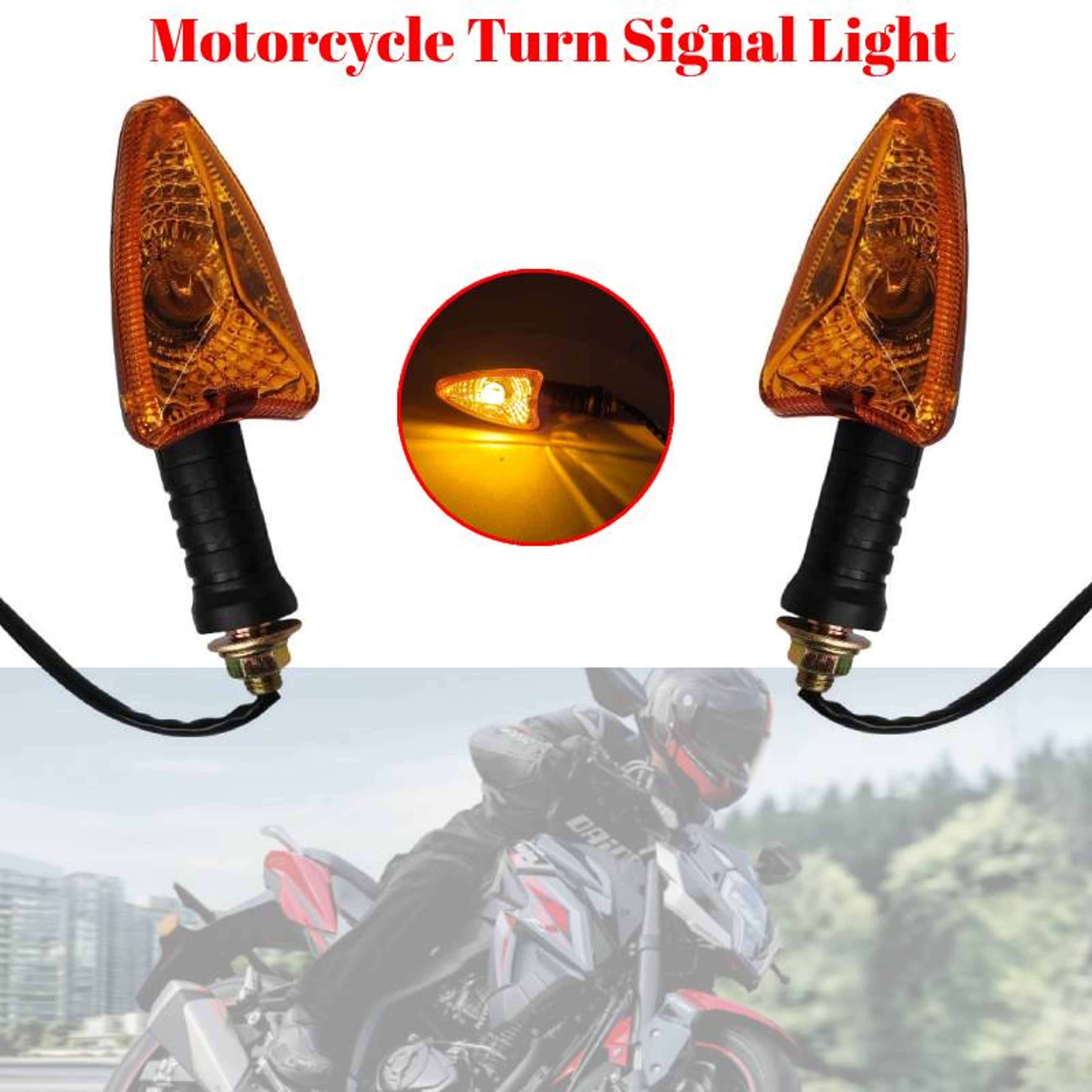 Universal Motorcycle Turn Signals With Amber Indicator Lights 1