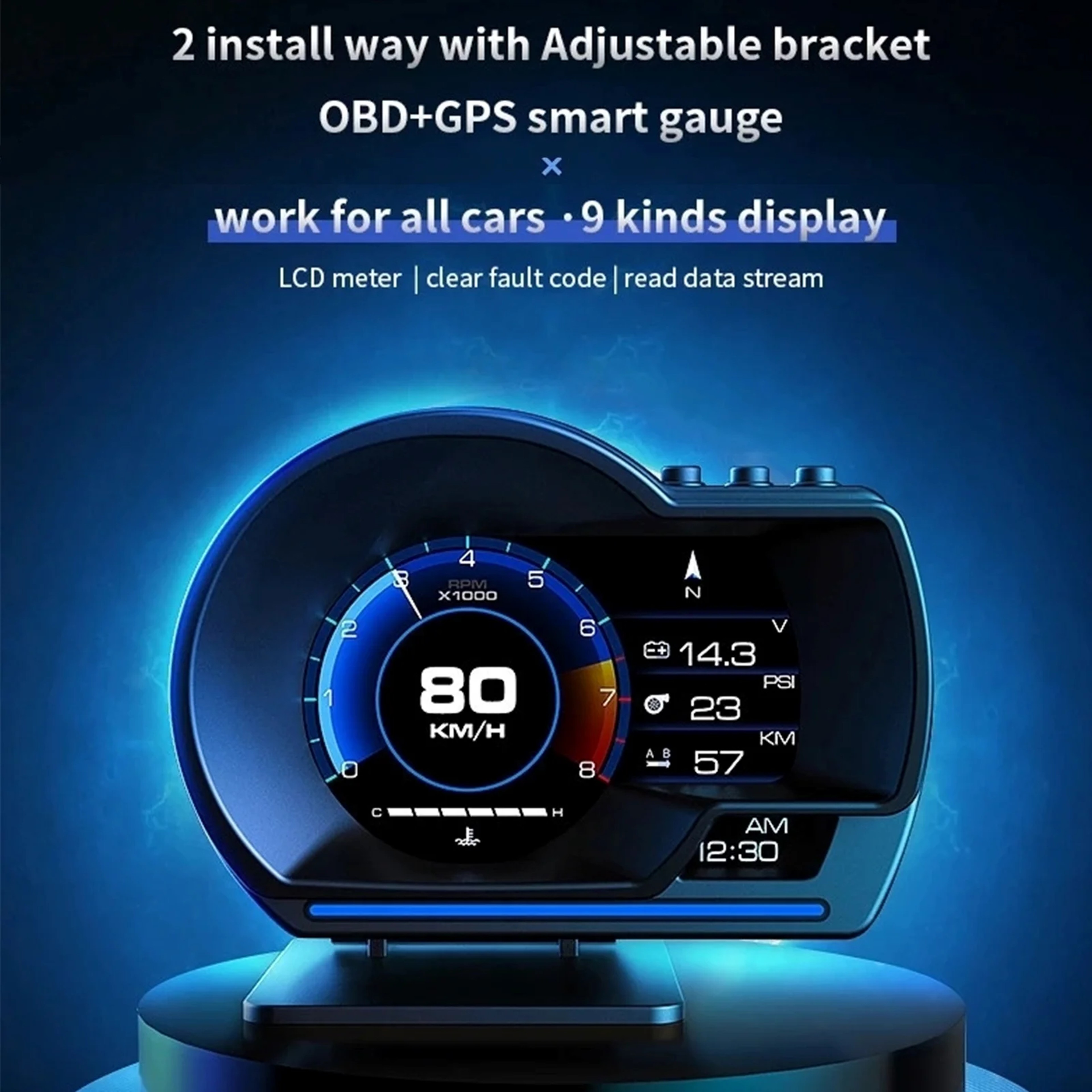 SmartDrive Car Head Up Display With GPS Speedometer And RPM Monitor 3