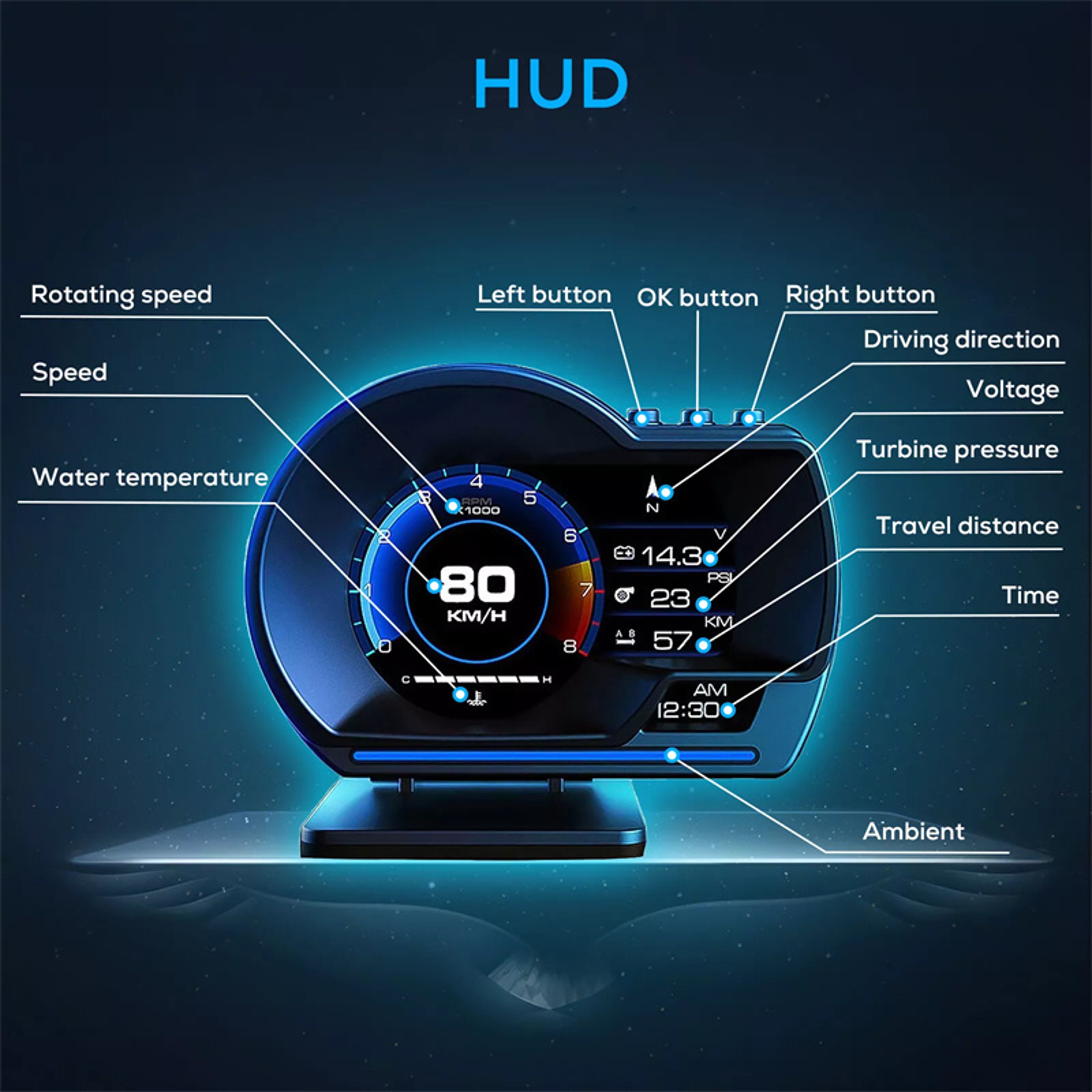 GPS Head Up Display And Multifunction Car Gauge 2