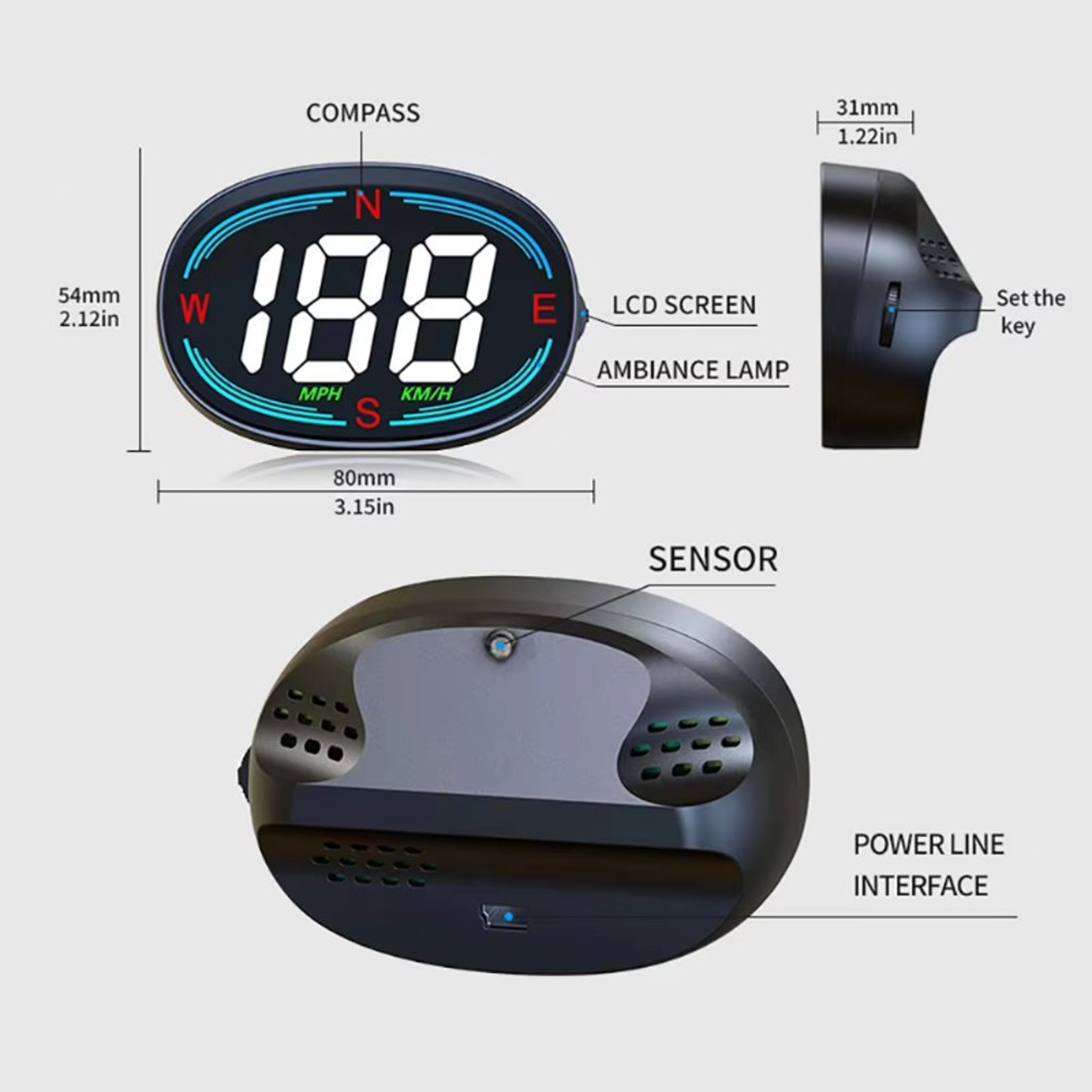 Car HUD Digital Speedometer With MPH KMH Display 3