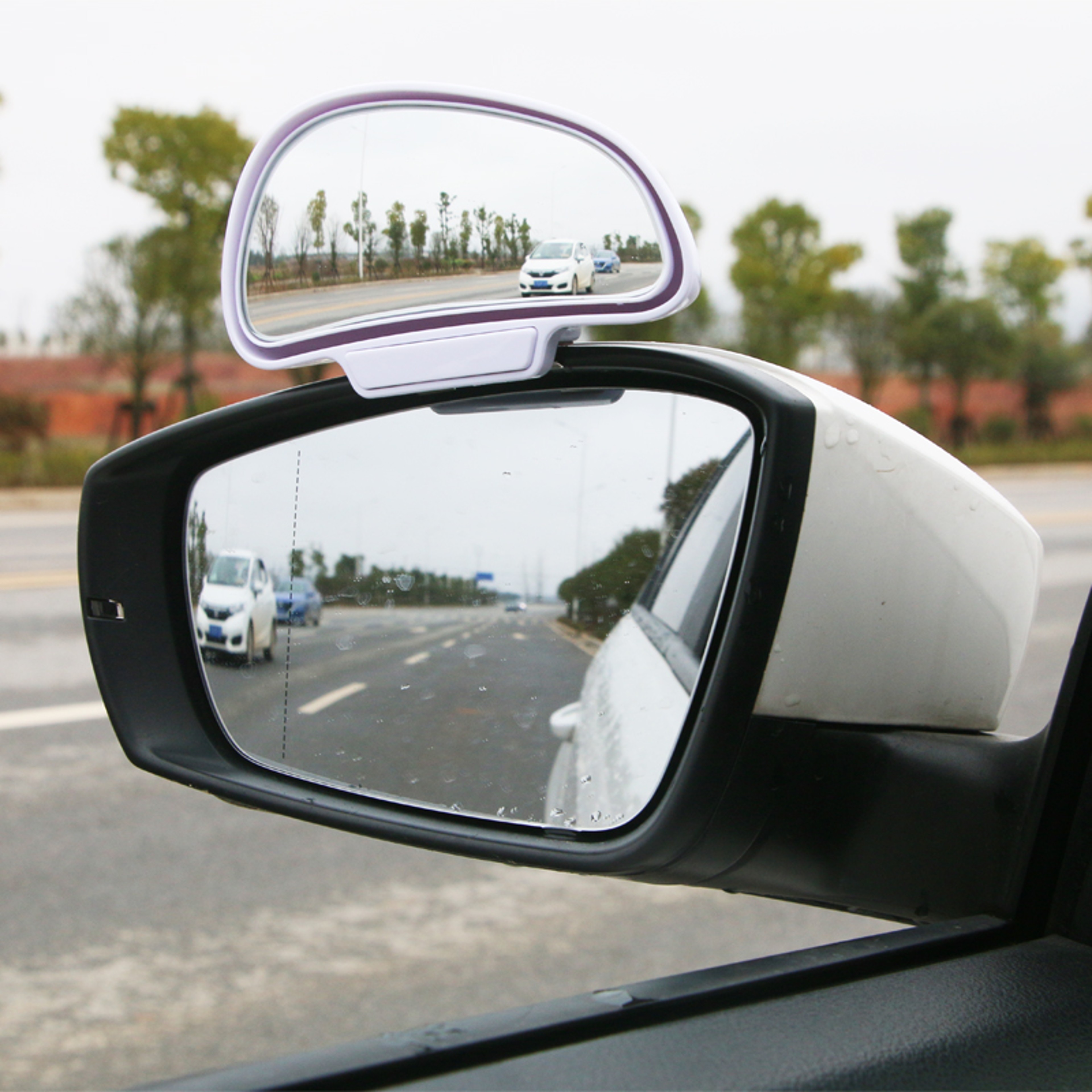 Adjustable Blind Spot Mirror With Wide Angle Snap On Design 0