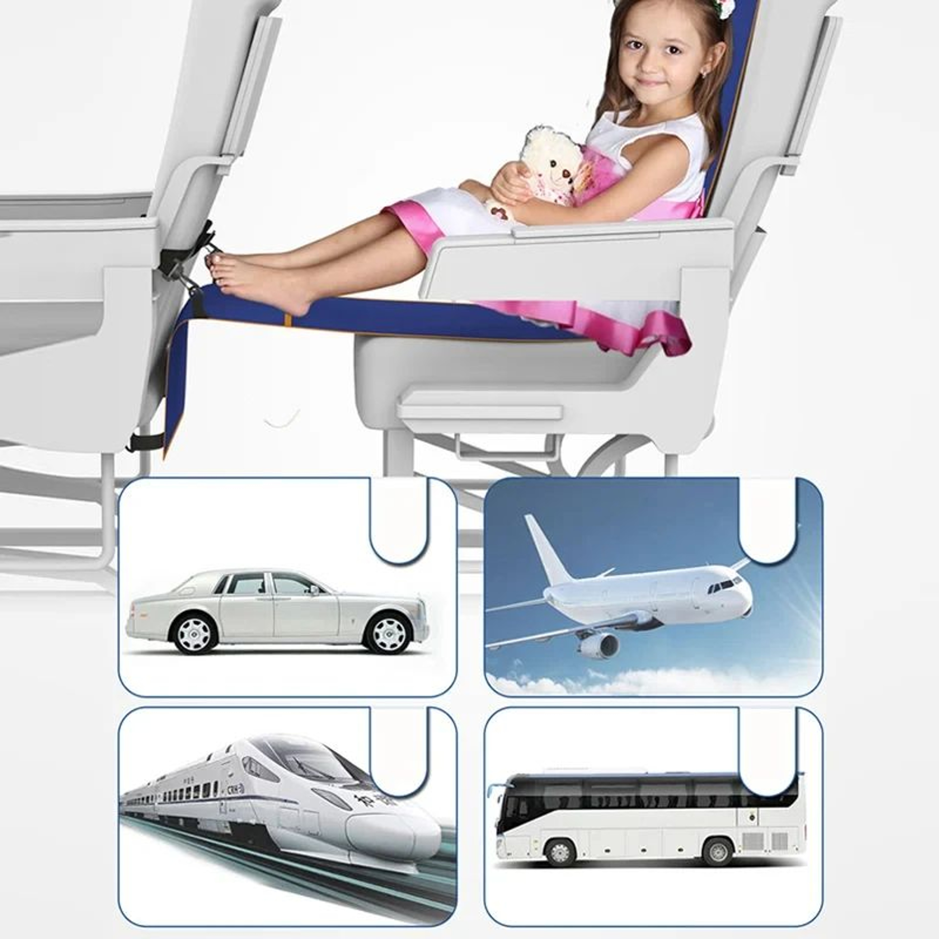 Travel Footrest Hammock For Adult Kids Multifunctional Airplane Foot Hanger Baby Sleeping Bed For P