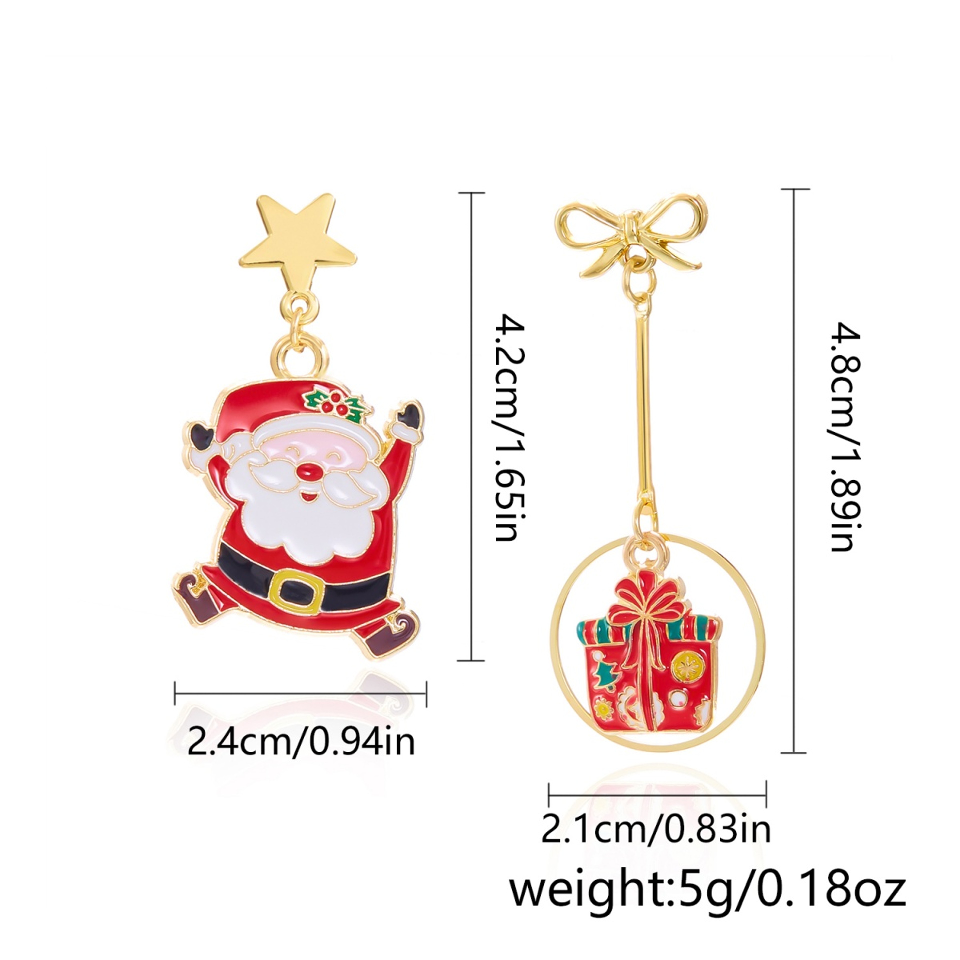 Cartoon Christmas Earrings Asymmetric Drop Earrings Enamel Santa Claus Bow Gift Box Star Tassel Jew 2