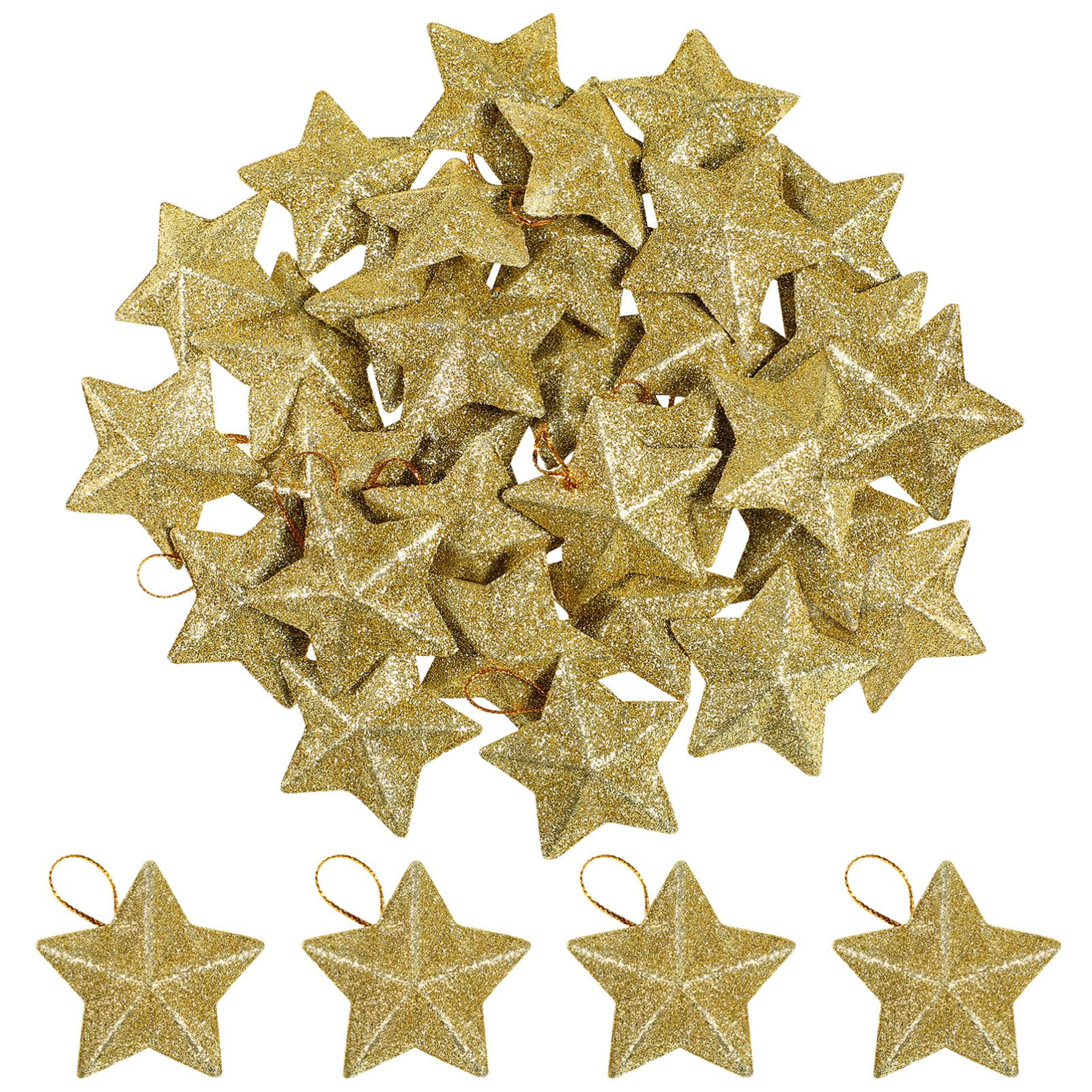 Gold Glitter Star Mini  Christmas Tree Hanging Pendant Star Ornament Decoration Tree Pendant For Ch 0