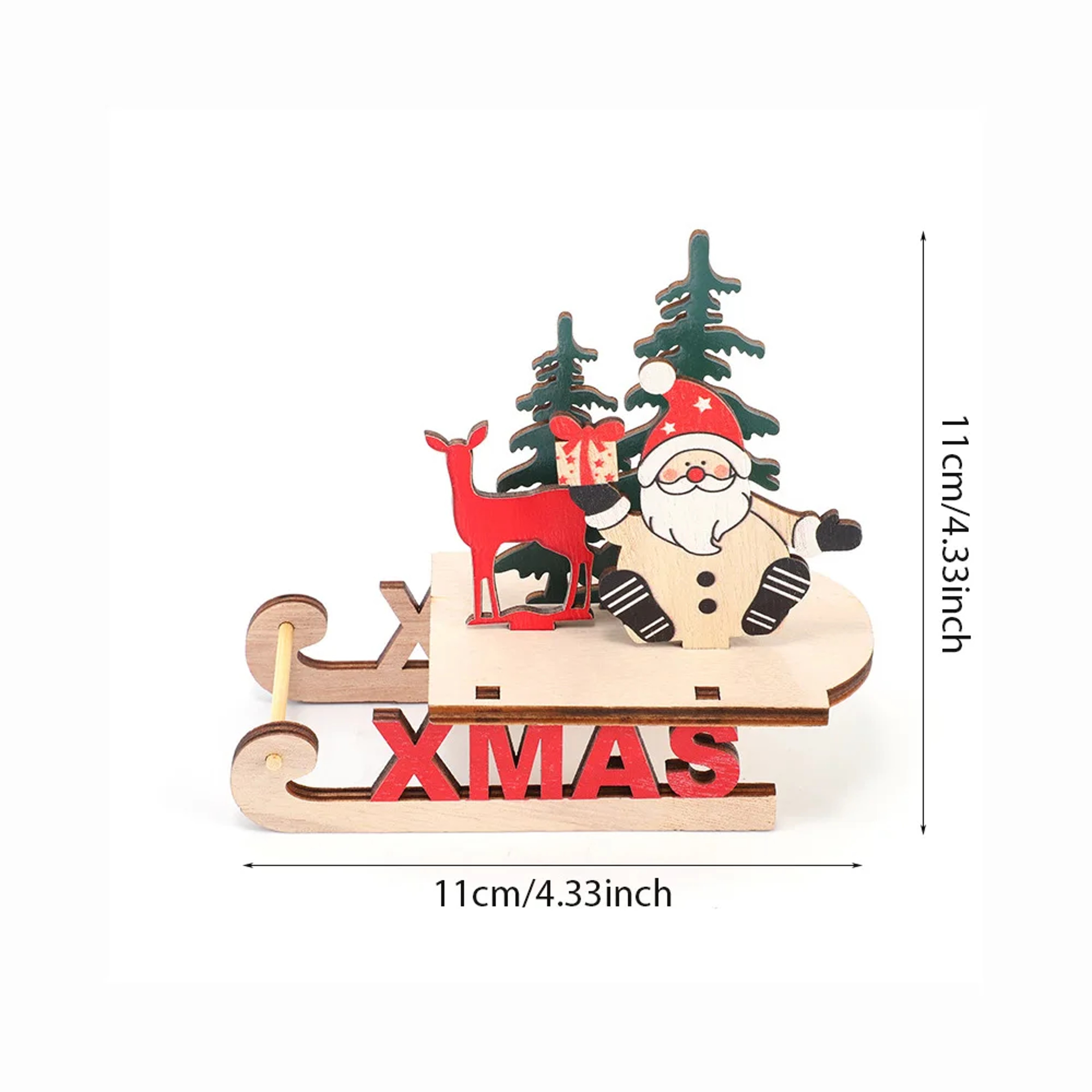 Runtow 1Pc Christmas Wooden, Santa Claus Sleigh, Snowman Elk Decoration, Home Christmas DIY, Decoration, Christmas Gift – view 6