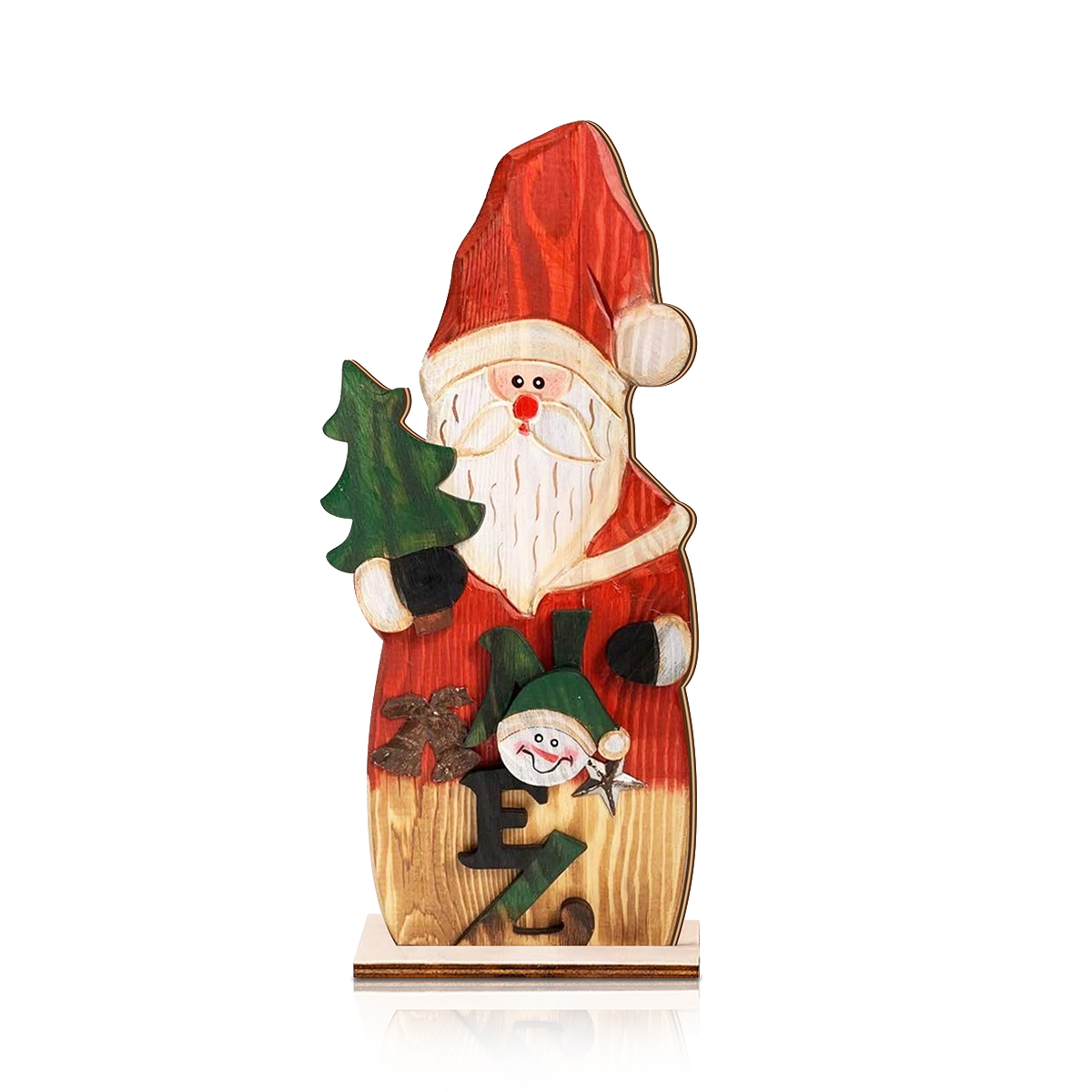 Hand Painted Wooden Santa Claus Ornament, Christmas Tree, Elf Design, Festive Home Decoration – view 5