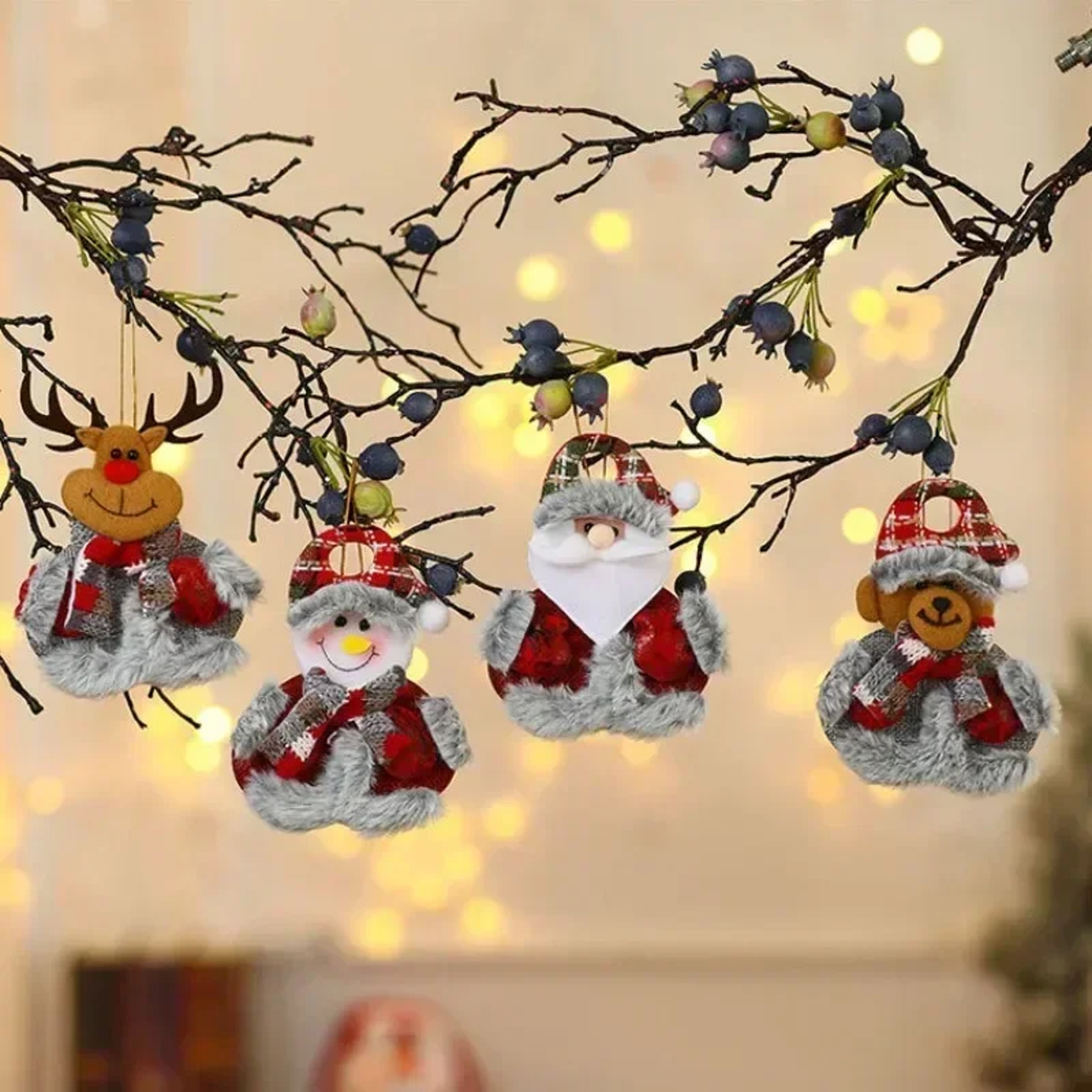 Christmas Tree Decorations, Plush Hanging Ornaments, Snowman Reindeer Bear, Kids Room Window Pendants, Holiday Party – view 10