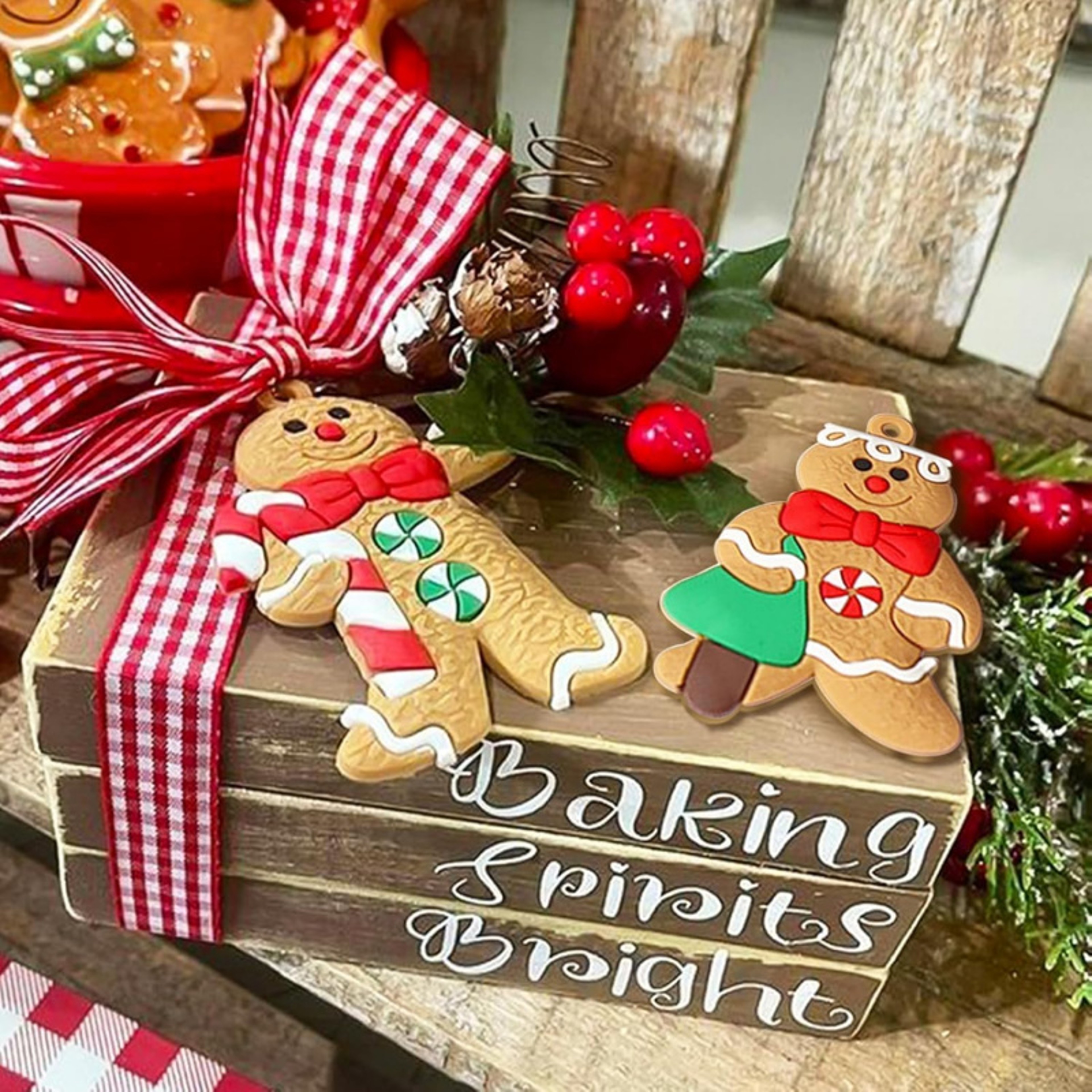 Assorted Gingerbread Figurines Ornaments Christmas Tree Hanging Decorations Gingerbread Man Ornamen 3