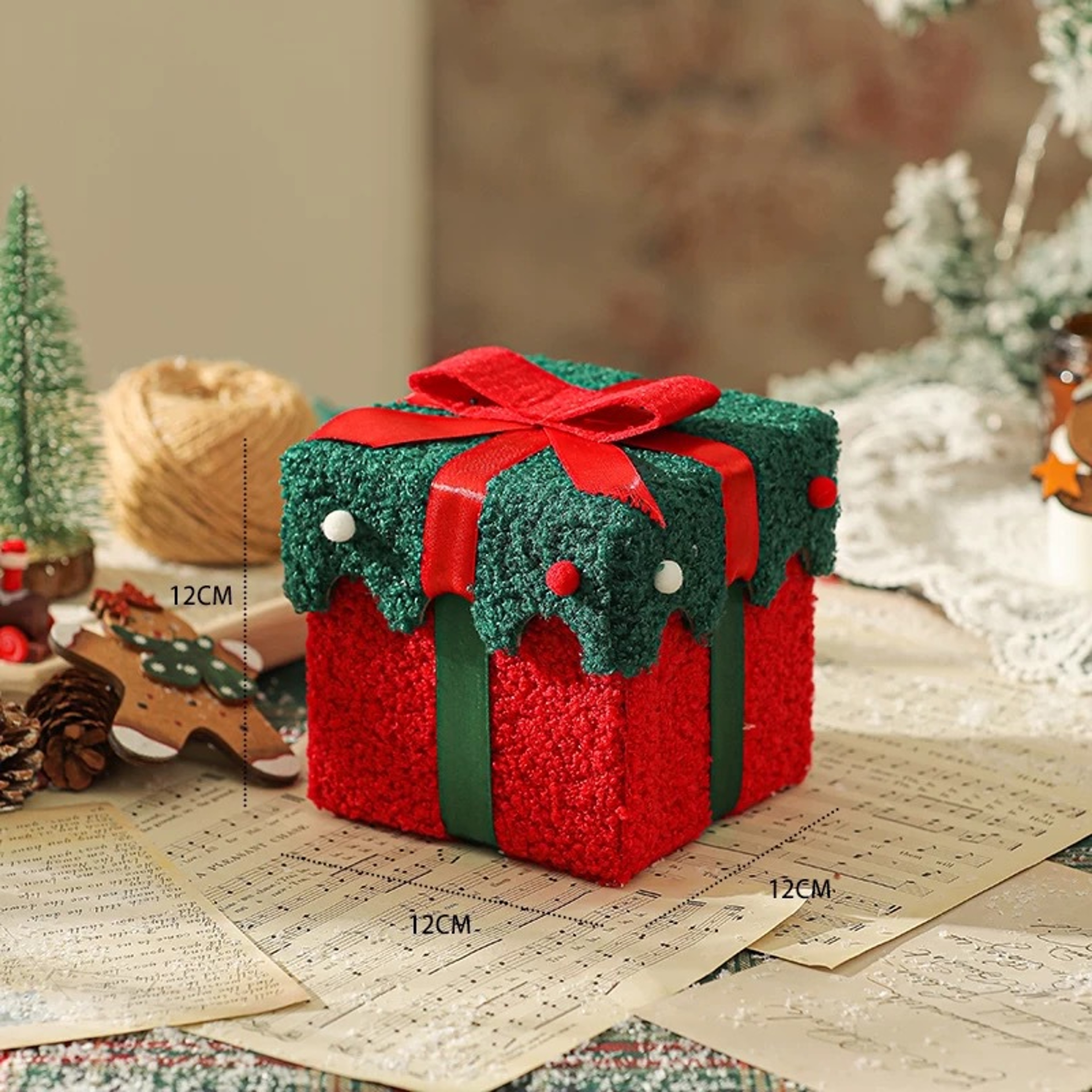 Xmas Tree Felt Box With Ribbon Multifunctional Christmas Eve Apple Gift Box Reindeer Plush Candy Tr 5