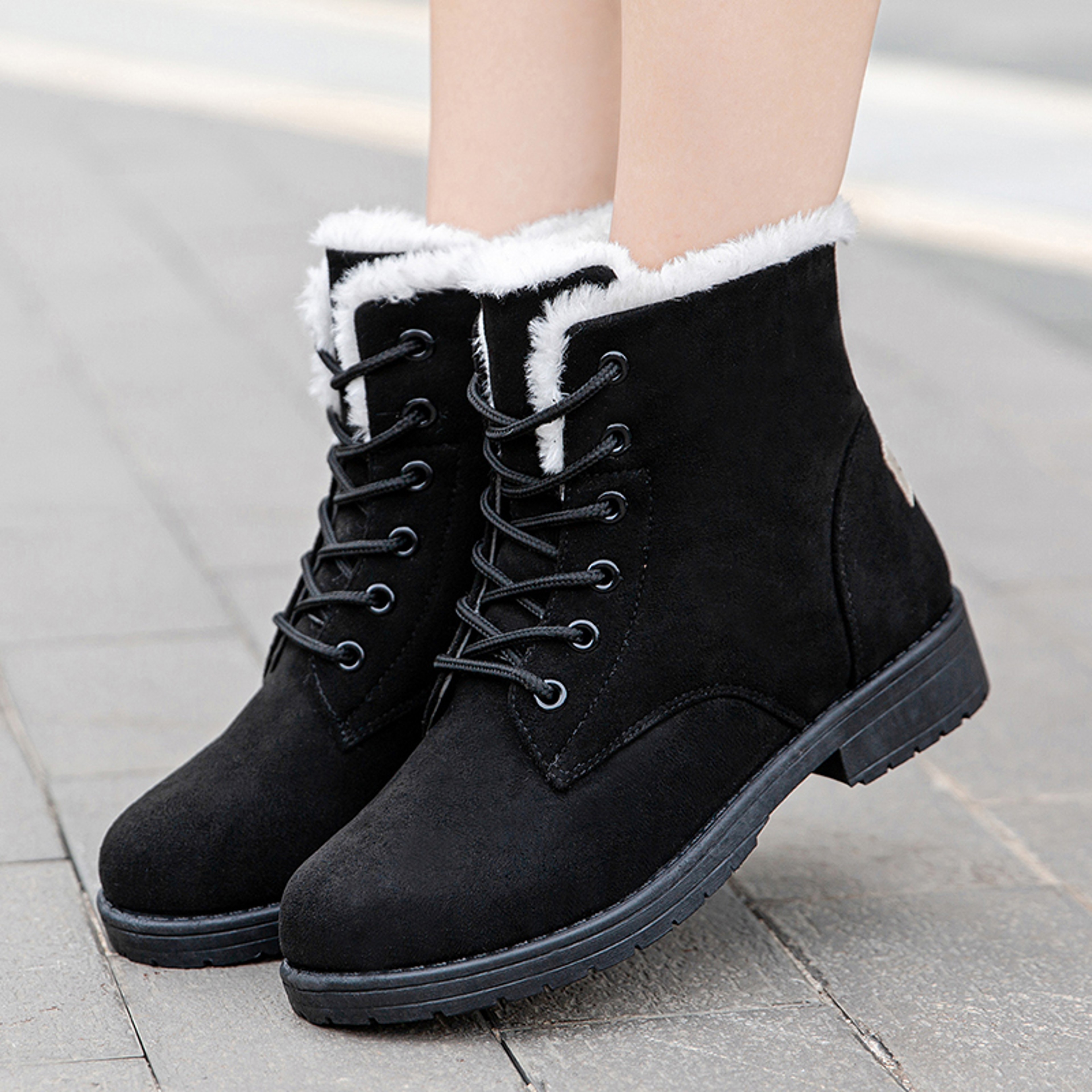 Flat Boots For Women Platform Ladies Shoes Plush Keep Warm Boots Cozy Winter Shoes Women 1