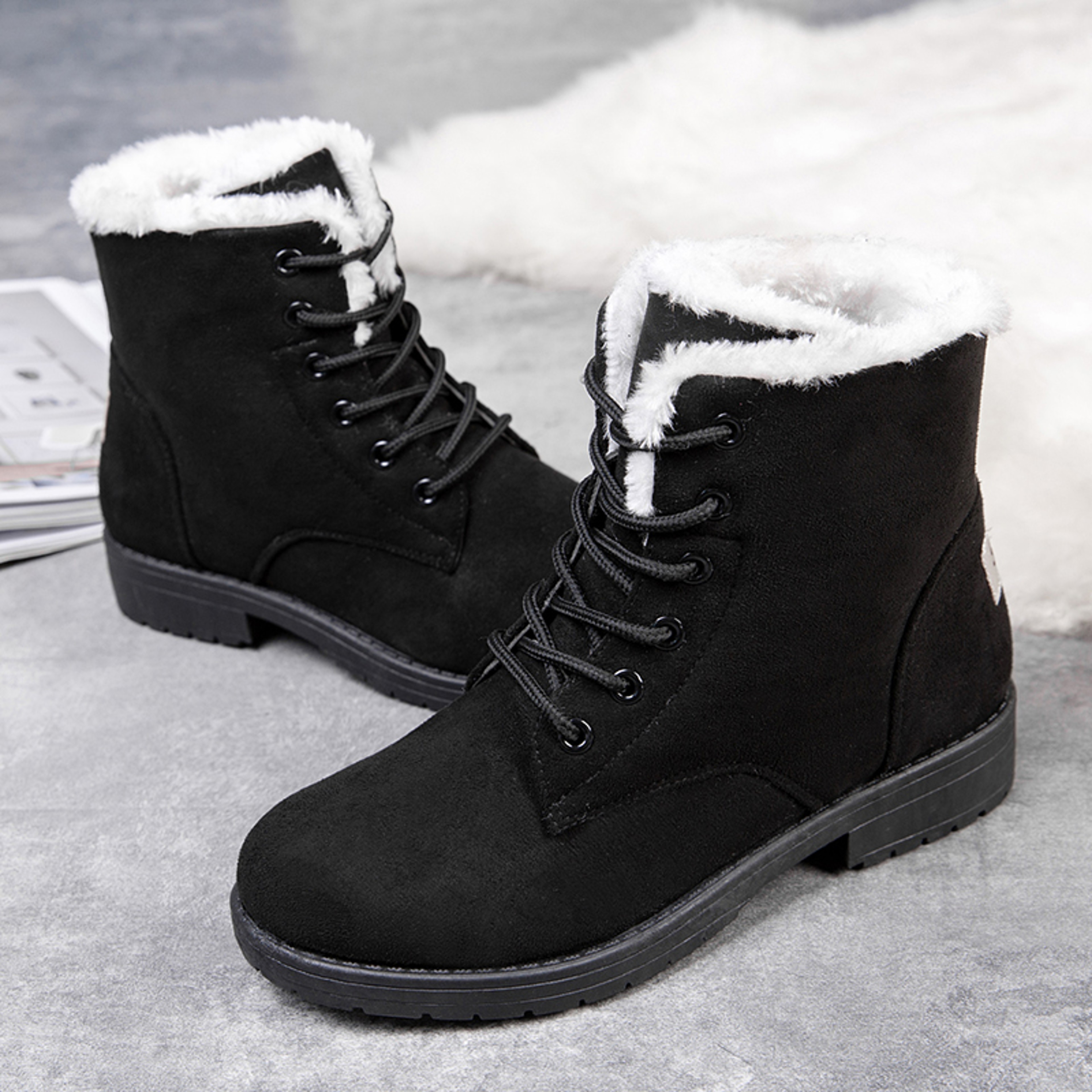 Flat Boots For Women Platform Ladies Shoes Plush Keep Warm Boots Cozy Winter Shoes Women 3