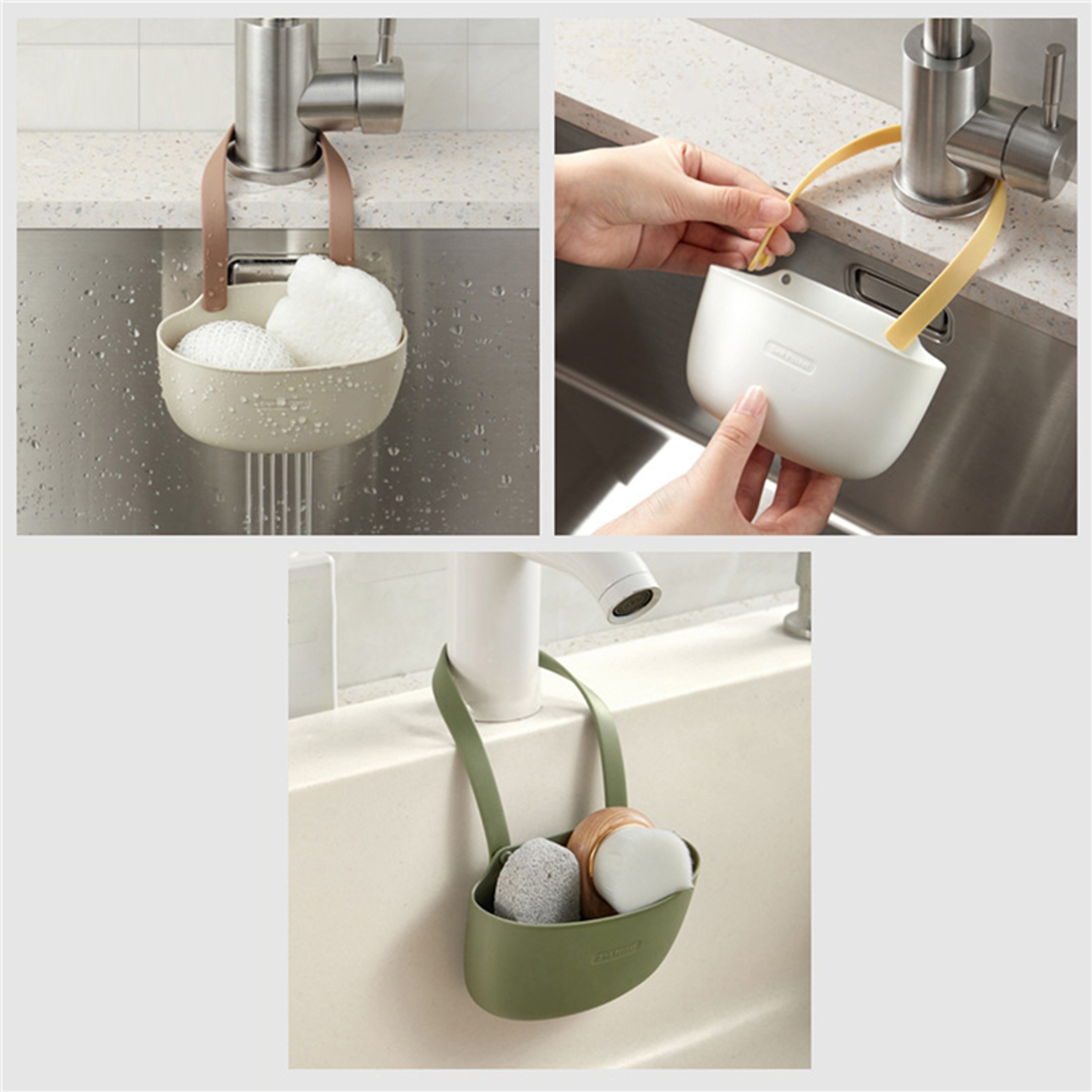 Practical Drain Rack Soap Sponge Holder Faucet Caddy, Tidy Kitchen Sink Holder Hanging Drain Basket Adjustable – view 3