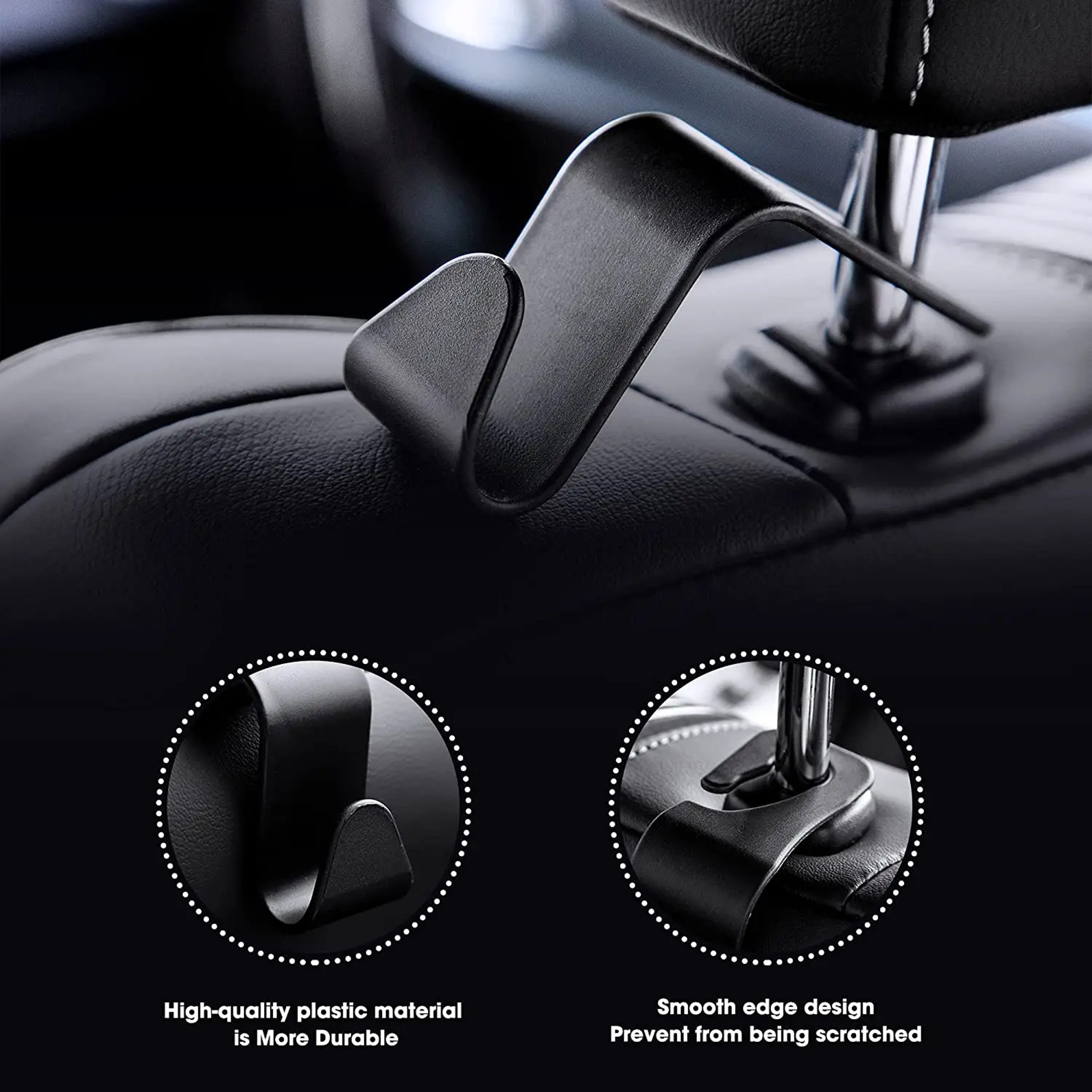 Auto Fastener Hangers, Car Storage, Hooks for Bags, Front Seat Headrest Organizer – view 2