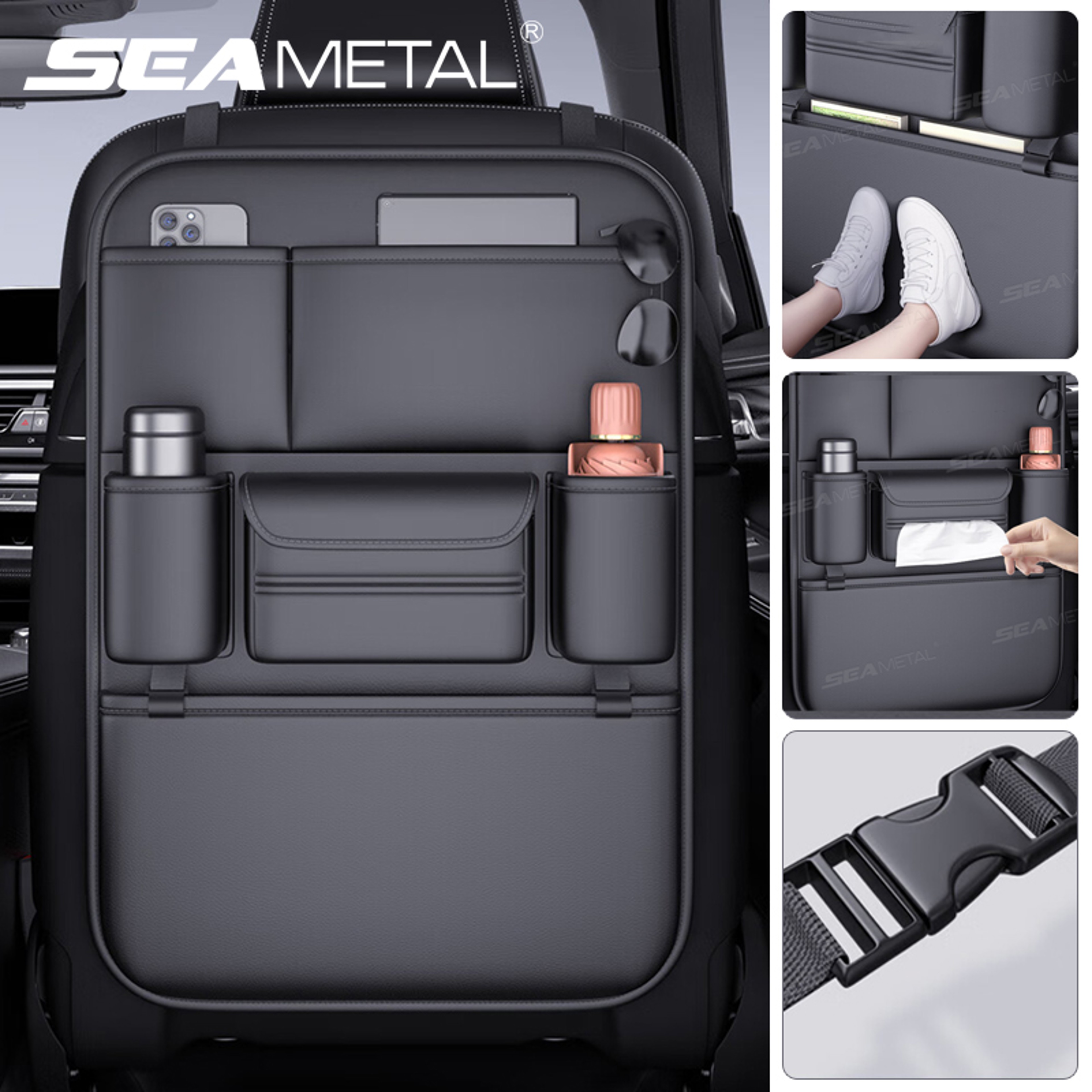 Waterproof Anti Kick Pad Car Backseat Organizer 6 Pocket Car Seat Back Storage Bag Wear Resistant T 0