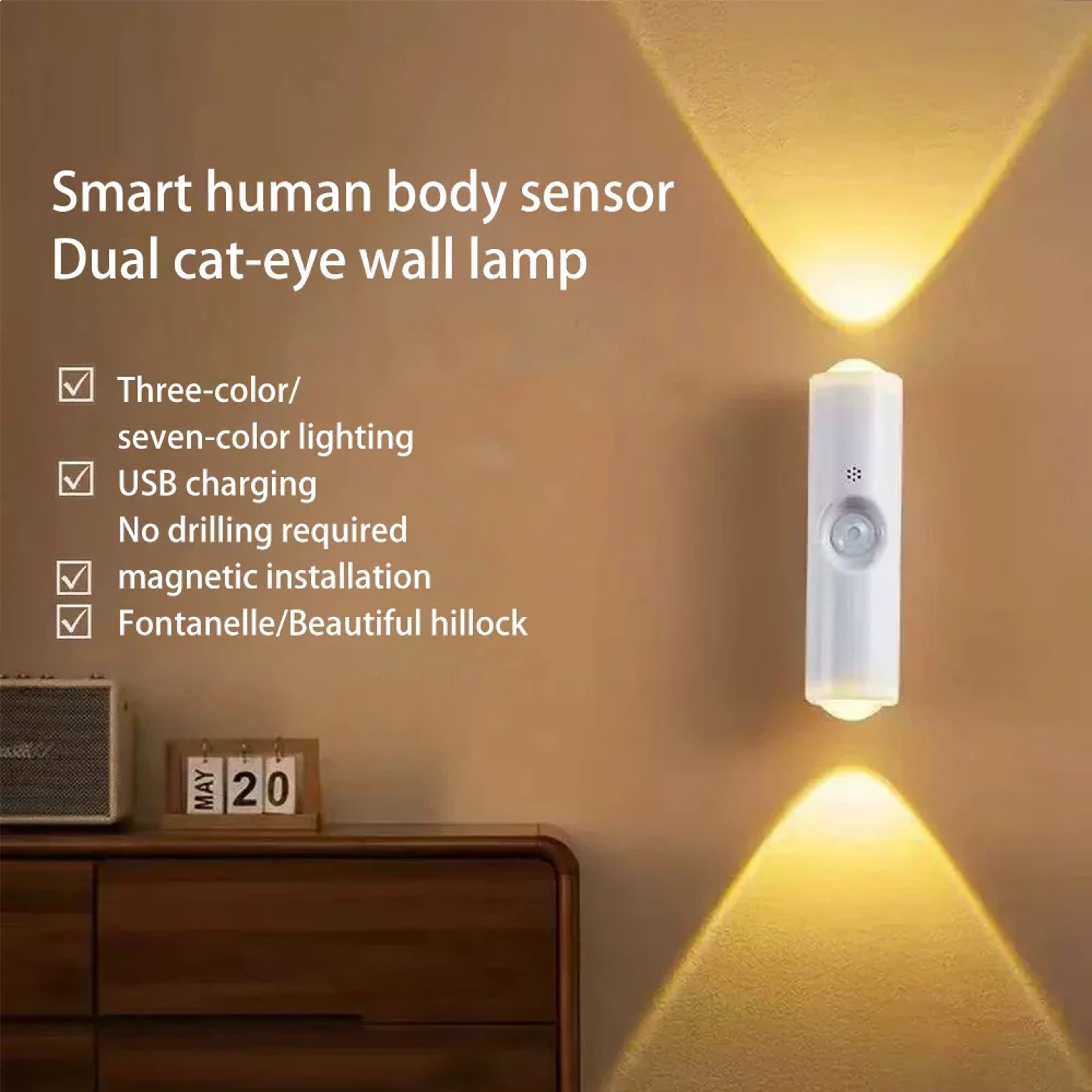 LED Night Light, USB Rechargeable Motion Sensor, 3 Colors RGB Lighting for Wardrobe, Kitchen, Under Cabinet, Christmas – view 5