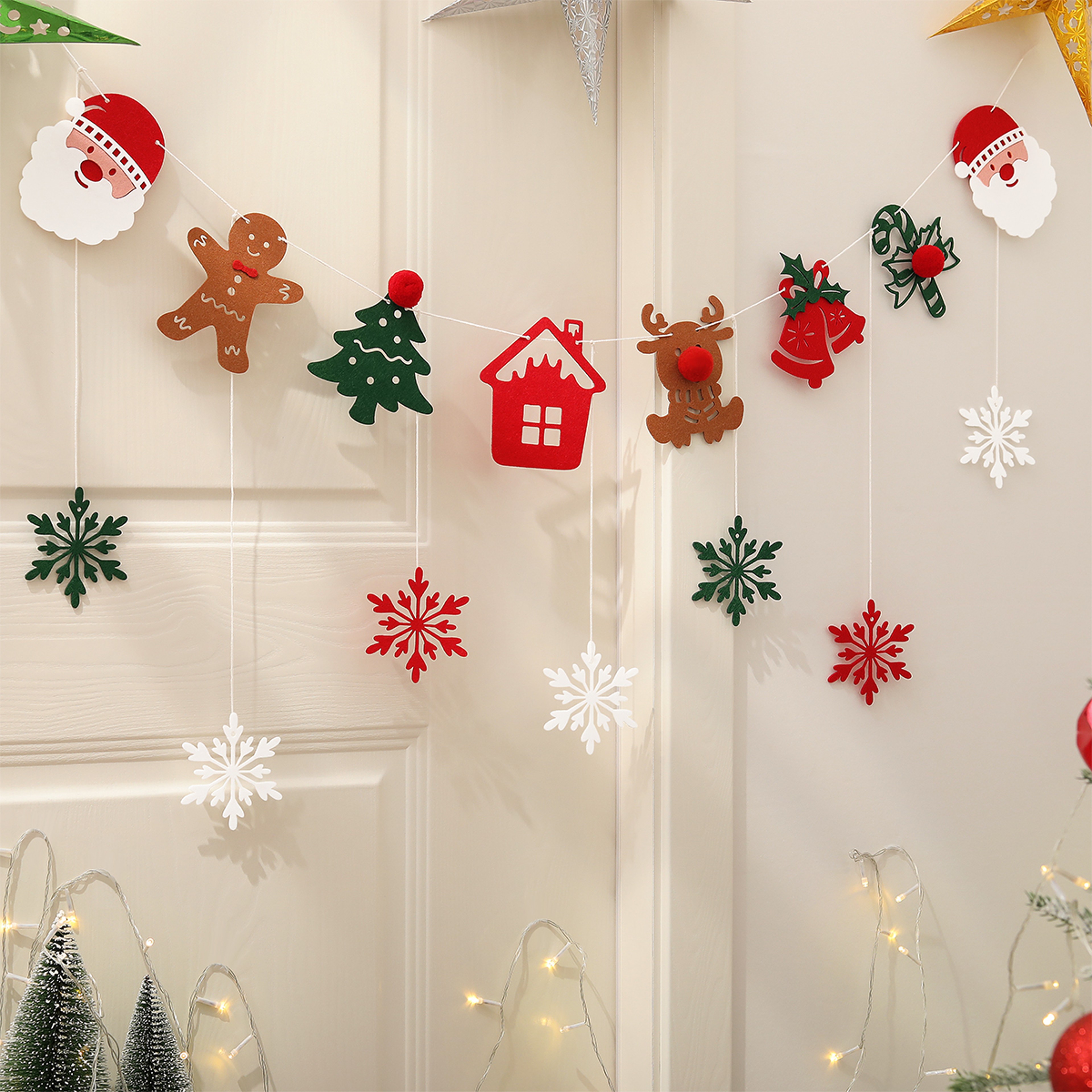 Christmas Party Background Banner, Cartoon Snowflake Decoration Set – view 2
