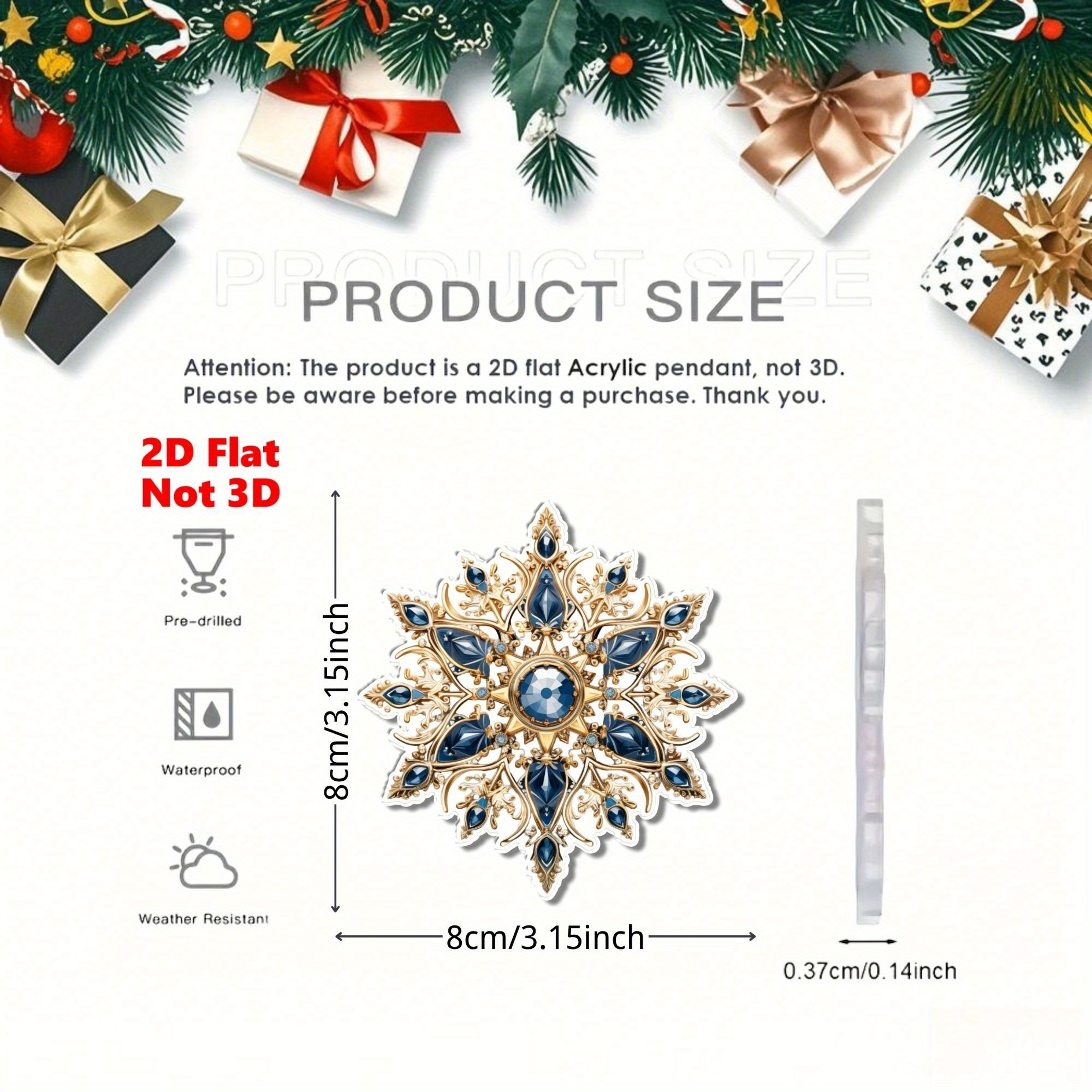 Xmas Tree Hanging Pendant Acrylic Snowflakes Flake Ornaments Christmas Decoration DIY 1
