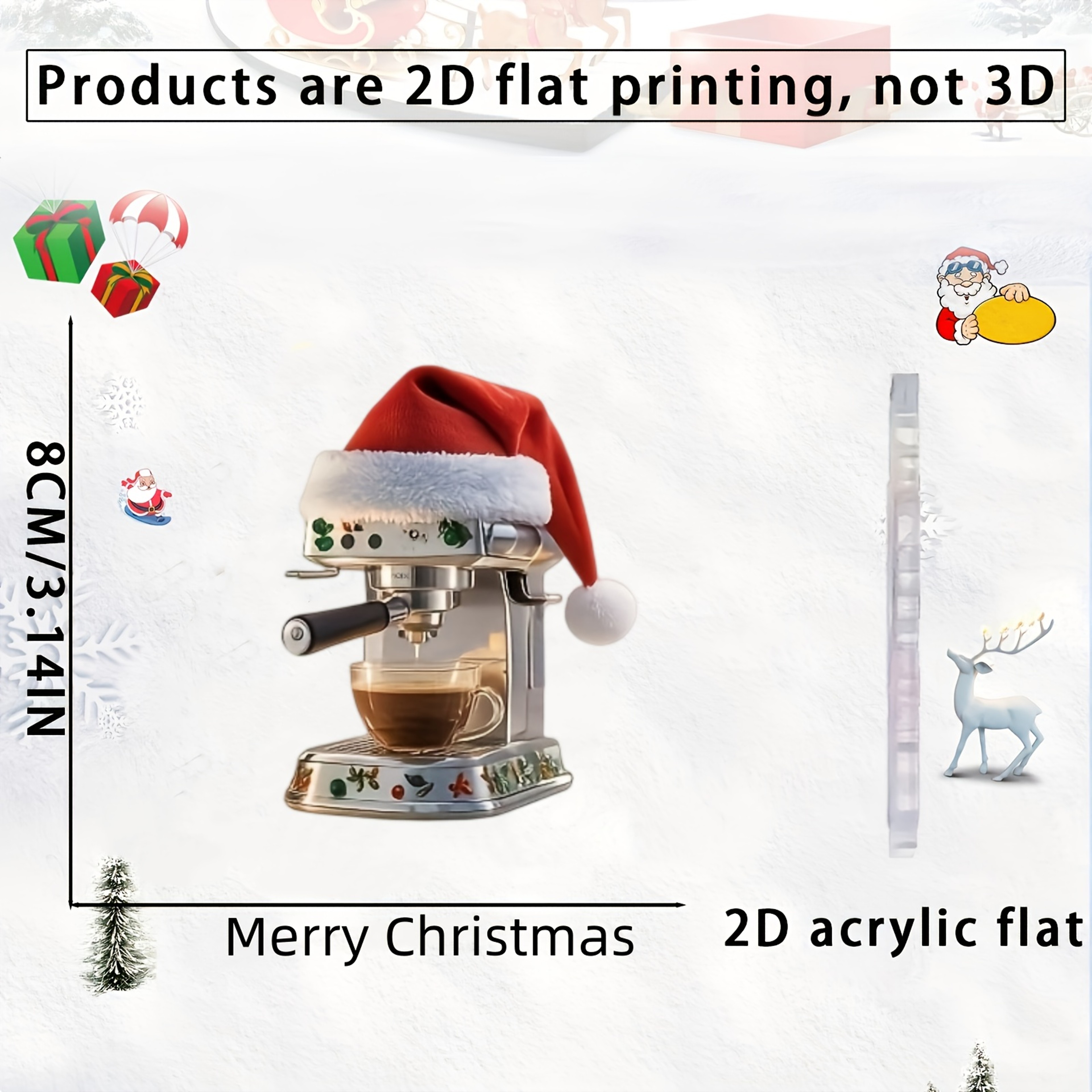 Holiday Coffee Machine Charm Acrylic Christmas Coffee Decoration Adorable Xmas Tree Pendant For Hol 5
