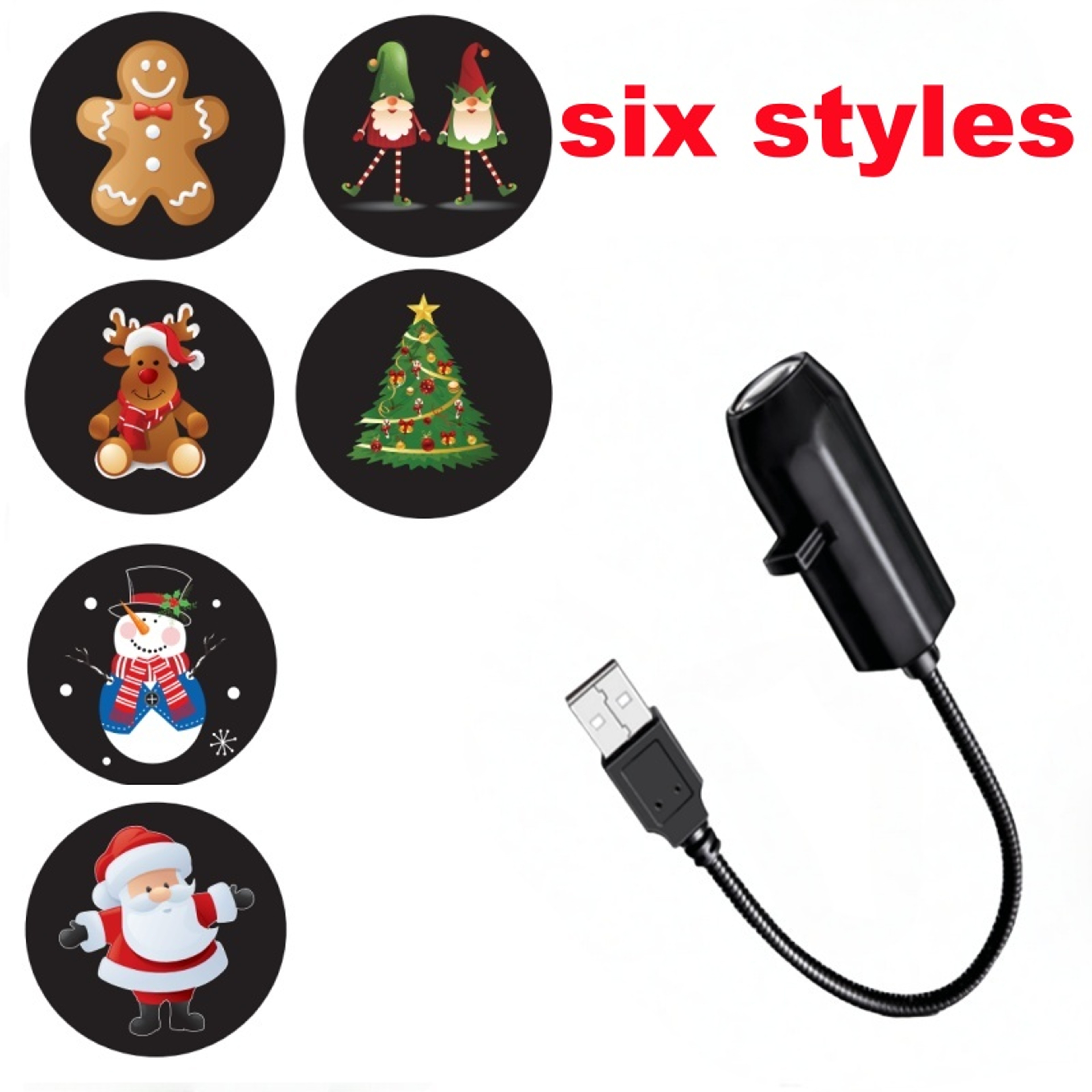 LED Projector Lamp for Room, USB Projector Light Christmas Elk, Santa Claus Night Light Switchable Pattern Decor – view 10