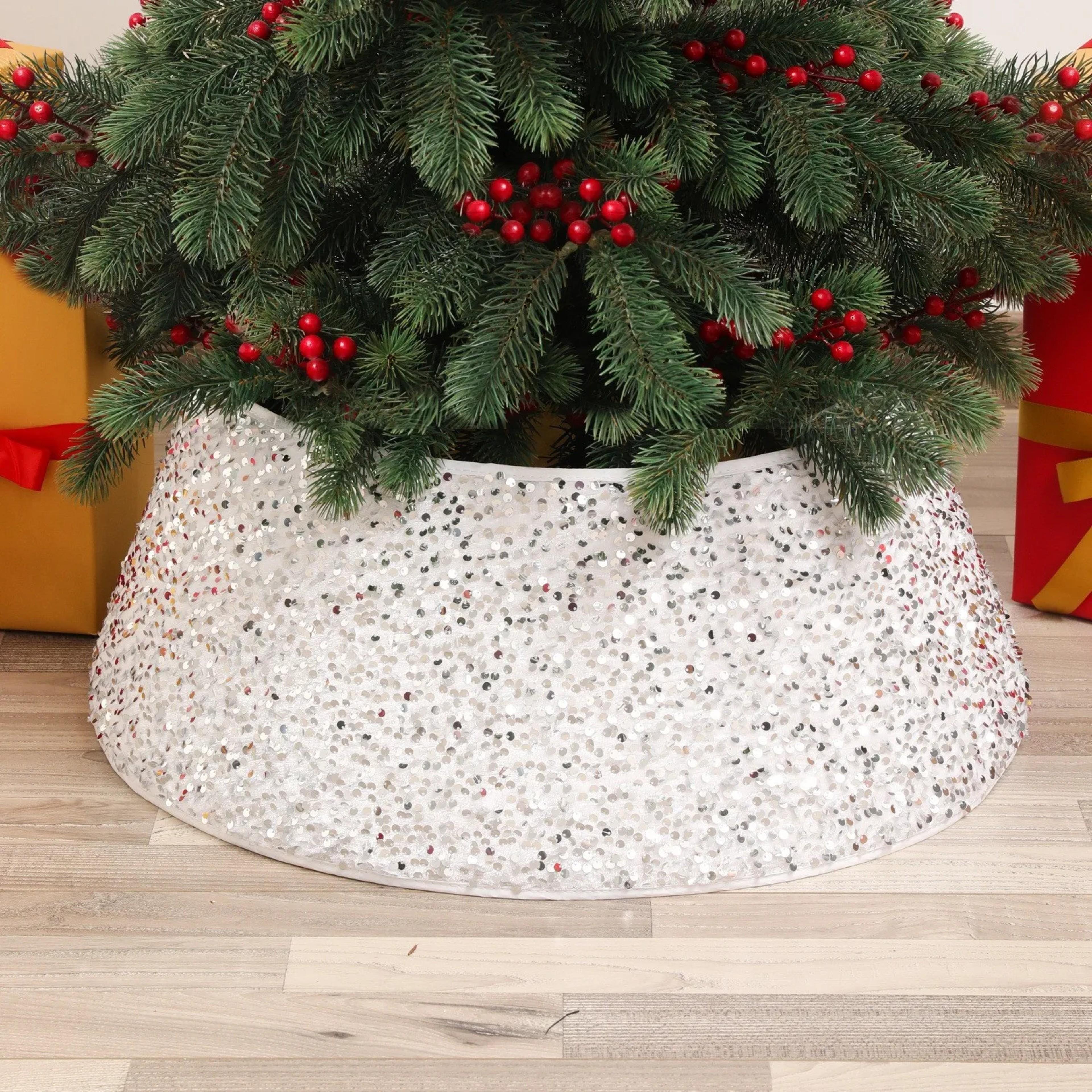 Decorative Holiday Home Decor, Artificial Christmas Tree Skirt, Pine Tree Ring Base Cover – view 10
