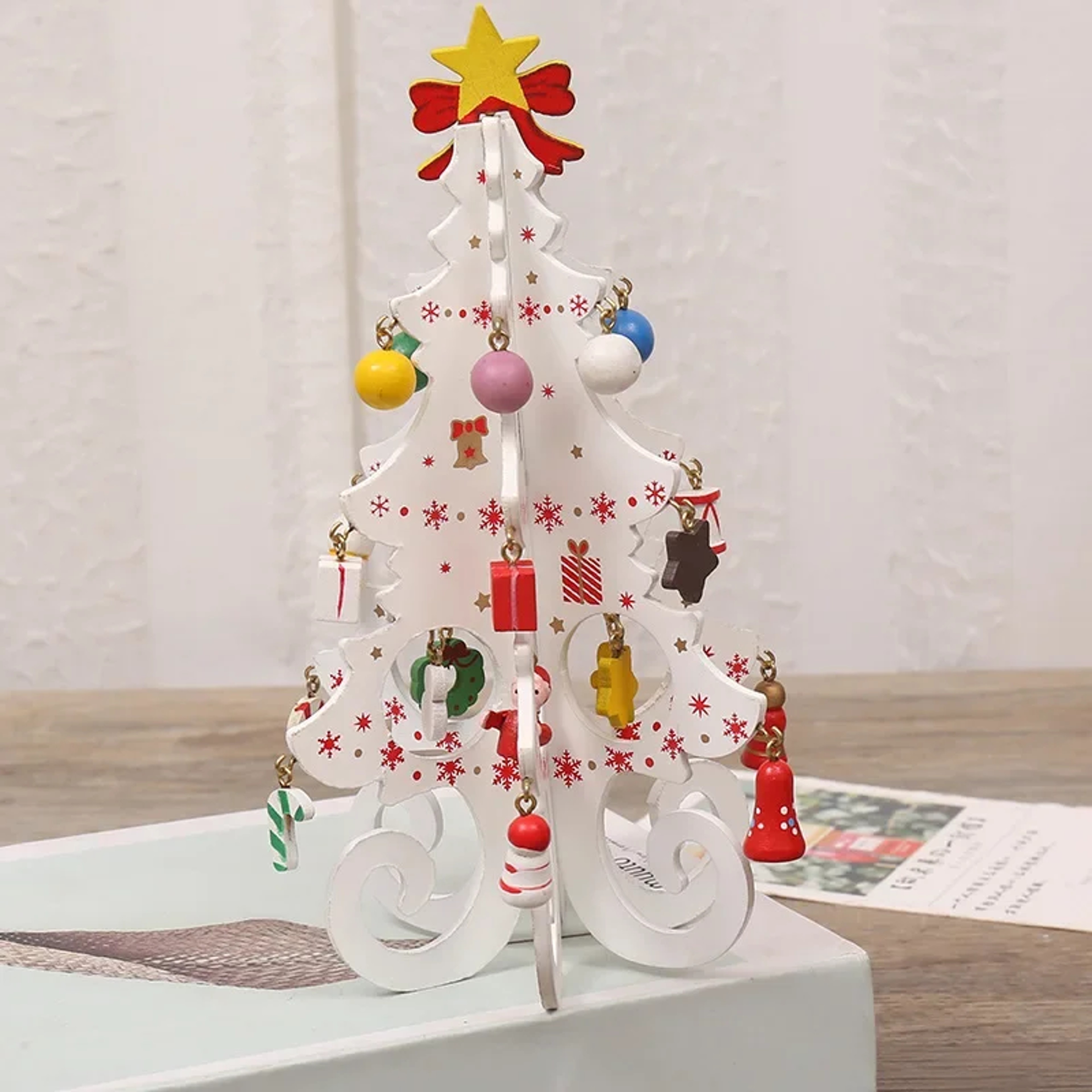 Wooden Christmas Tree Ornament Creative Decorations For Home Desktop New Year Kids Gifts Party Deco 6